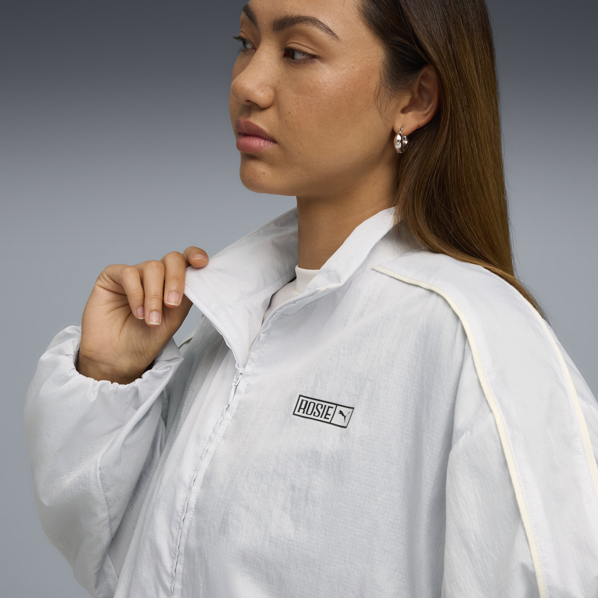 PUMA x ROSÃ T7 trainingsjack voor Dames, Zilver, Maat XXL thumbnail 7