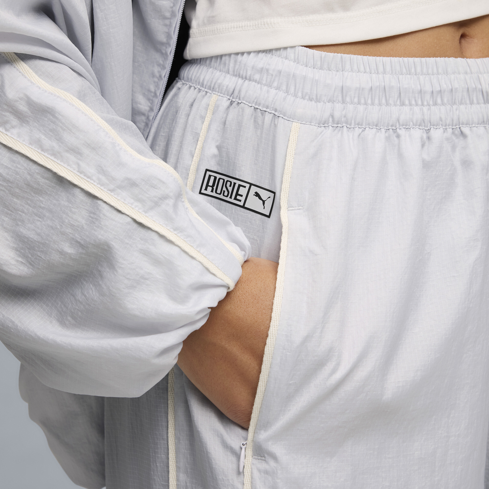 PUMA x ROSÃ T7 trainingsbroek voor Dames, Zilver, Maat 3XL thumbnail 4