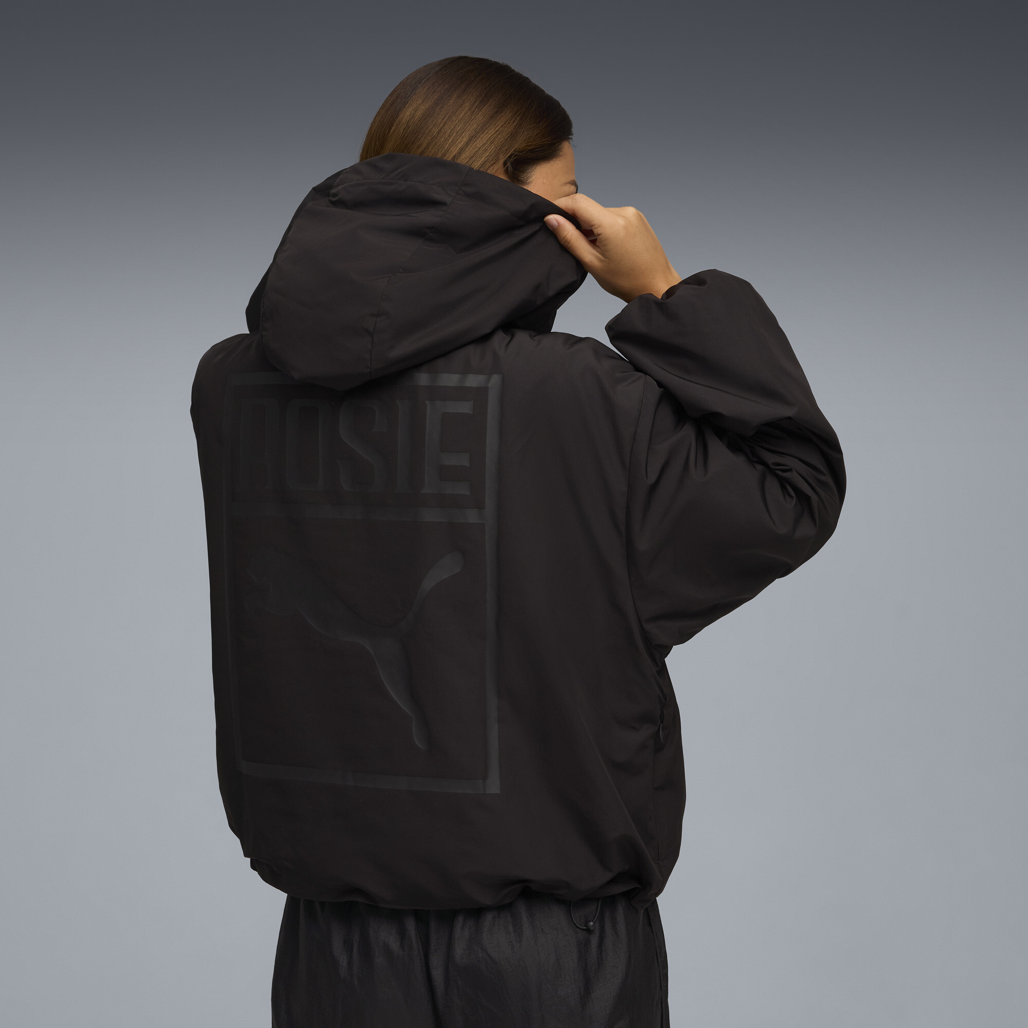 PUMA x ROSÃ oversized jack met halve ritssluiting voor Dames, Zwart, Maat L thumbnail 5