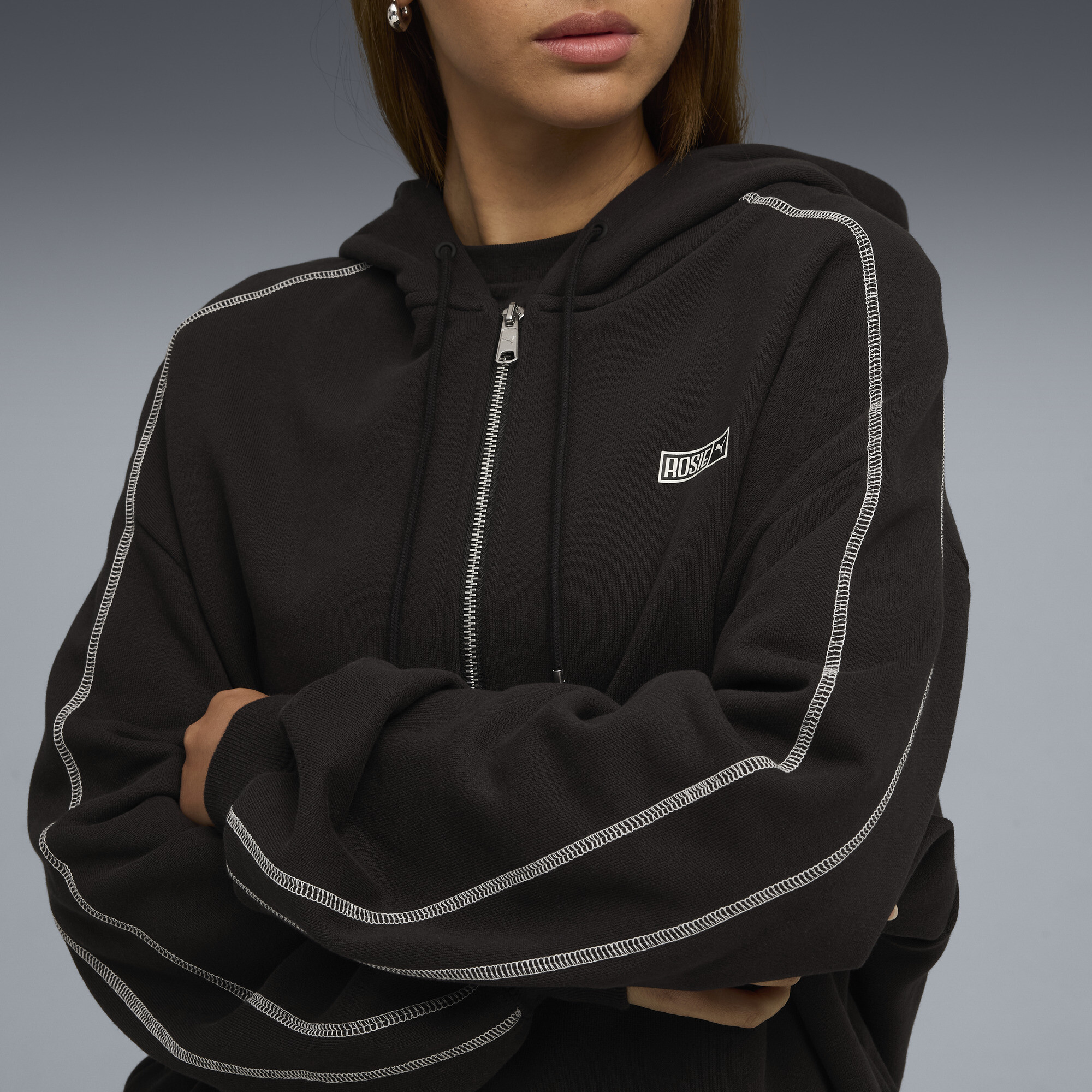 PUMA x ROSÃ T7 hoodie voor Dames, Zwart, Maat XL thumbnail 7