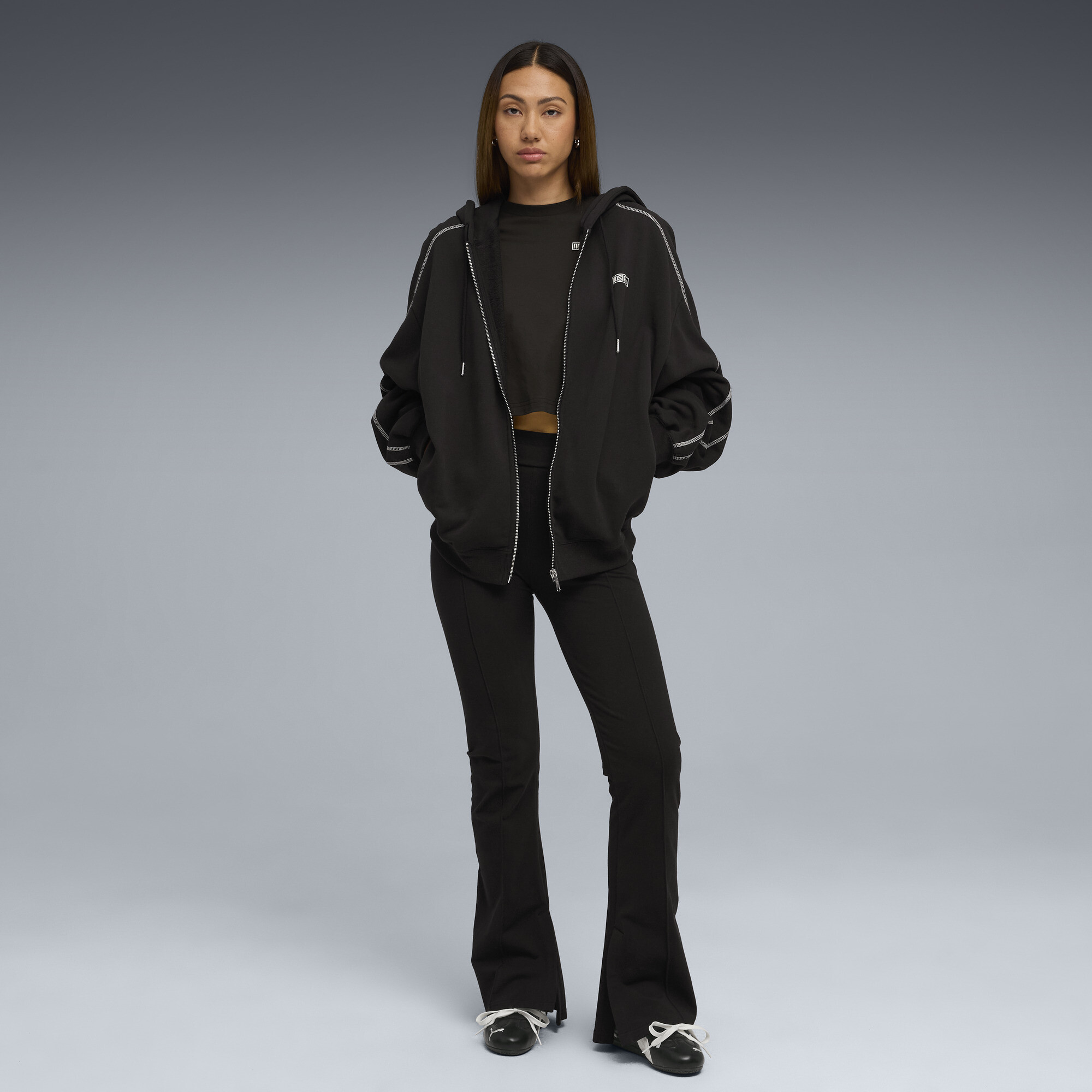 PUMA x ROSÃ T7 hoodie voor Dames, Zwart, Maat XL thumbnail 6