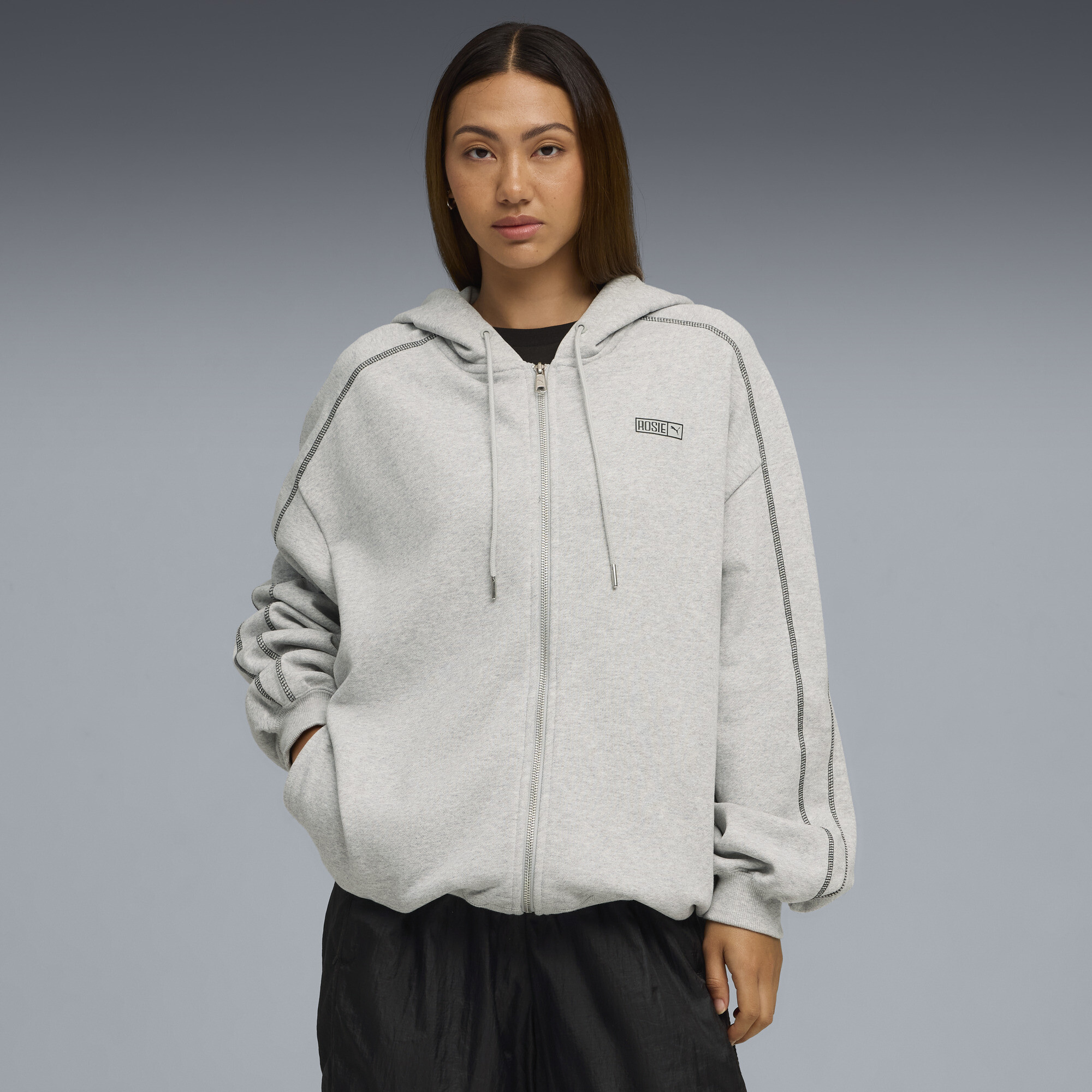 Худи PUMA x ROSÉ T7 Hoodie Women | Цвет: Серый | Flat Light Gray