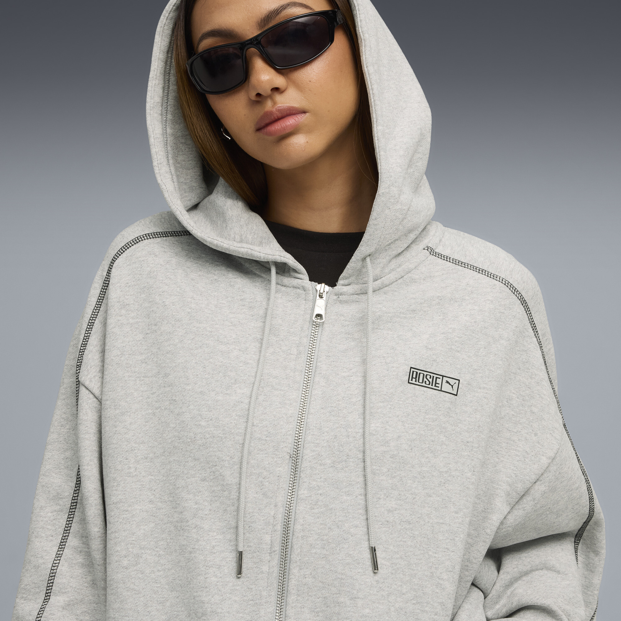 PUMA x ROSÃ T7 hoodie voor Dames, Grijs, Maat XXS thumbnail 7