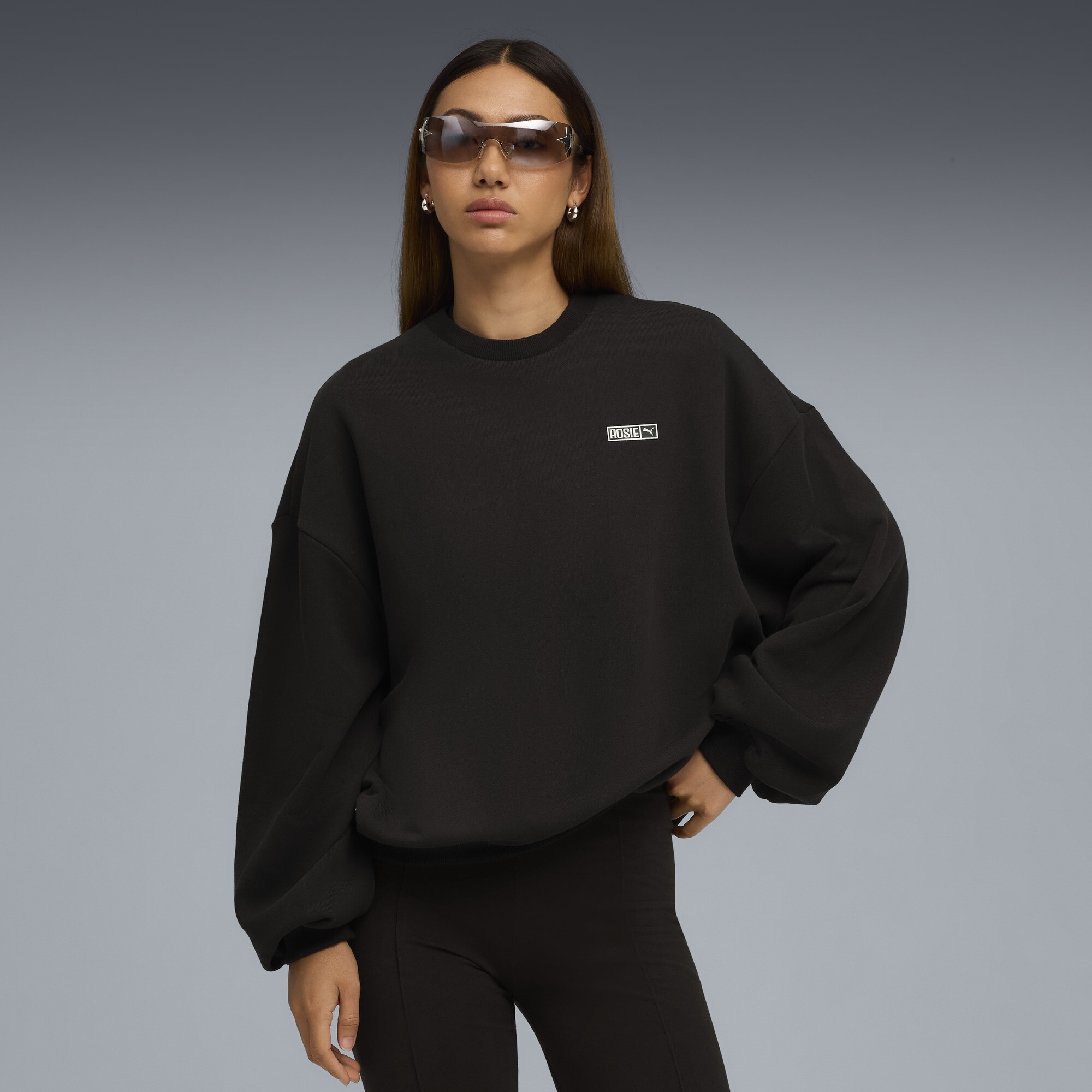 PUMA x ROSÃ oversized top met ronde hals voor Dames, Zwart, Maat XS