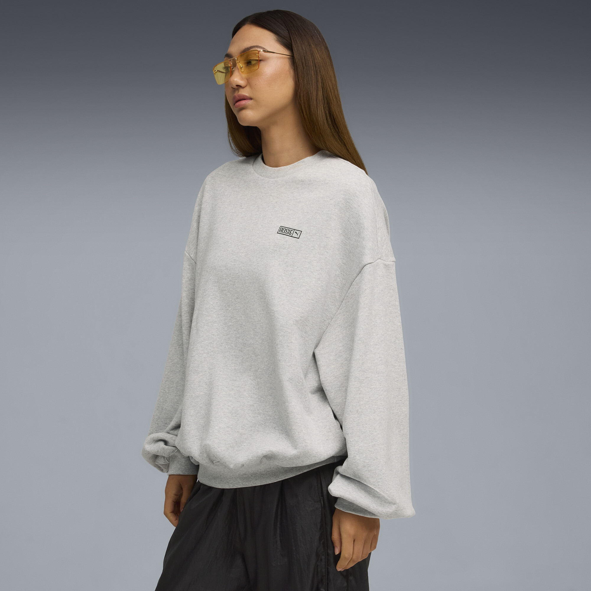 PUMA x ROSÃ oversized top met ronde hals voor Dames, Grijs, Maat M