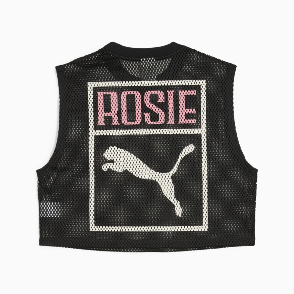 PUMA x ROSÉ Relaxed Mesh Top Women, PUMA Black, large-ZAF