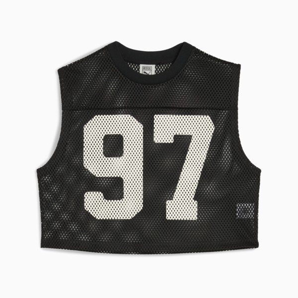 PUMA x ROSÉ Relaxed Mesh Top Women, PUMA Black, large-ZAF