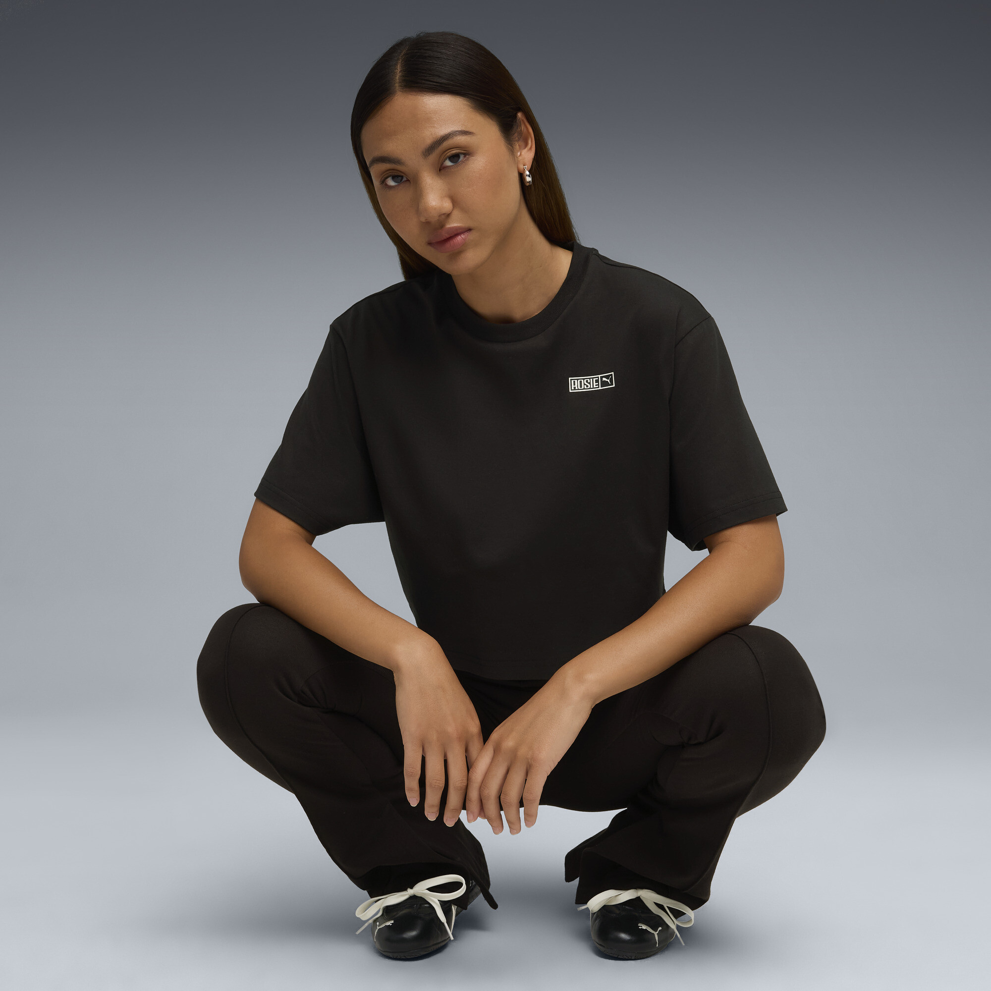 PUMA x ROSÃ T-shirt voor Dames, Zwart, Maat S thumbnail 6