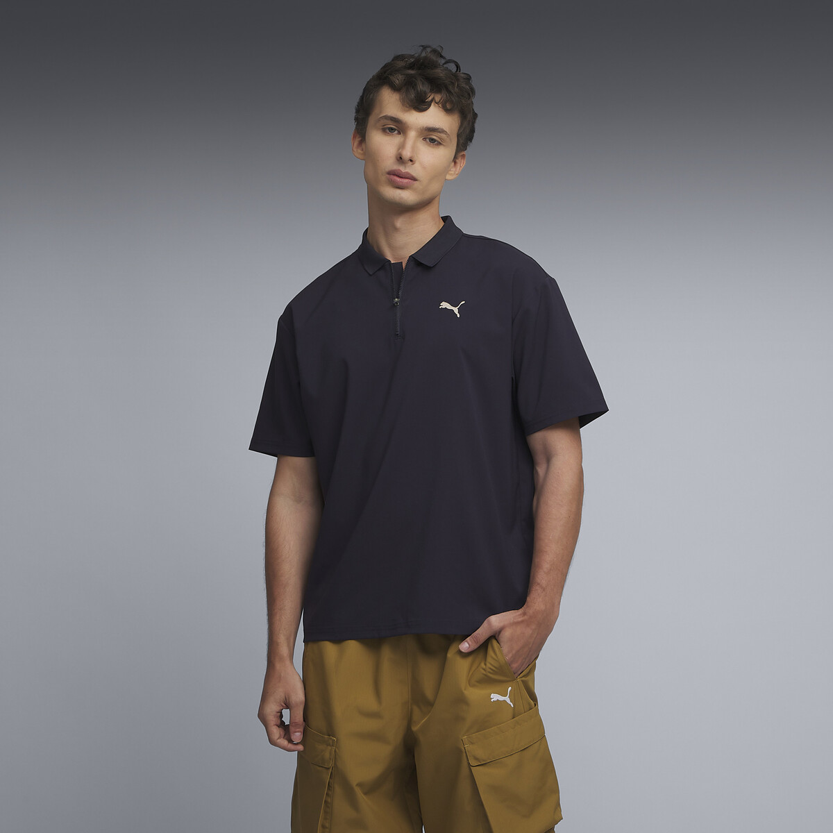 Premium Essentials Quarter-Zip Polo Woven Men in New Navy by PUMA, XL