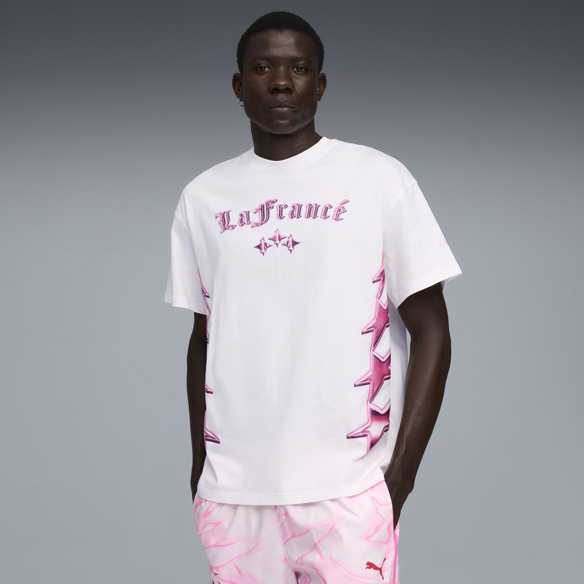 PUMA LaFrancÃ© HEEM Roze T-shirt voor Heren, Wit, Maat XXL