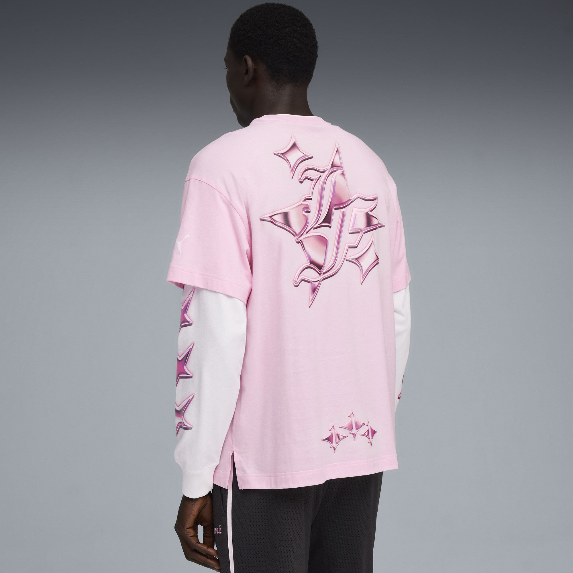 PUMA LaFrancÃ© HEEM Roze T-shirt met lange mouwen voor Heren, Roze/Wit, Maat M thumbnail 5