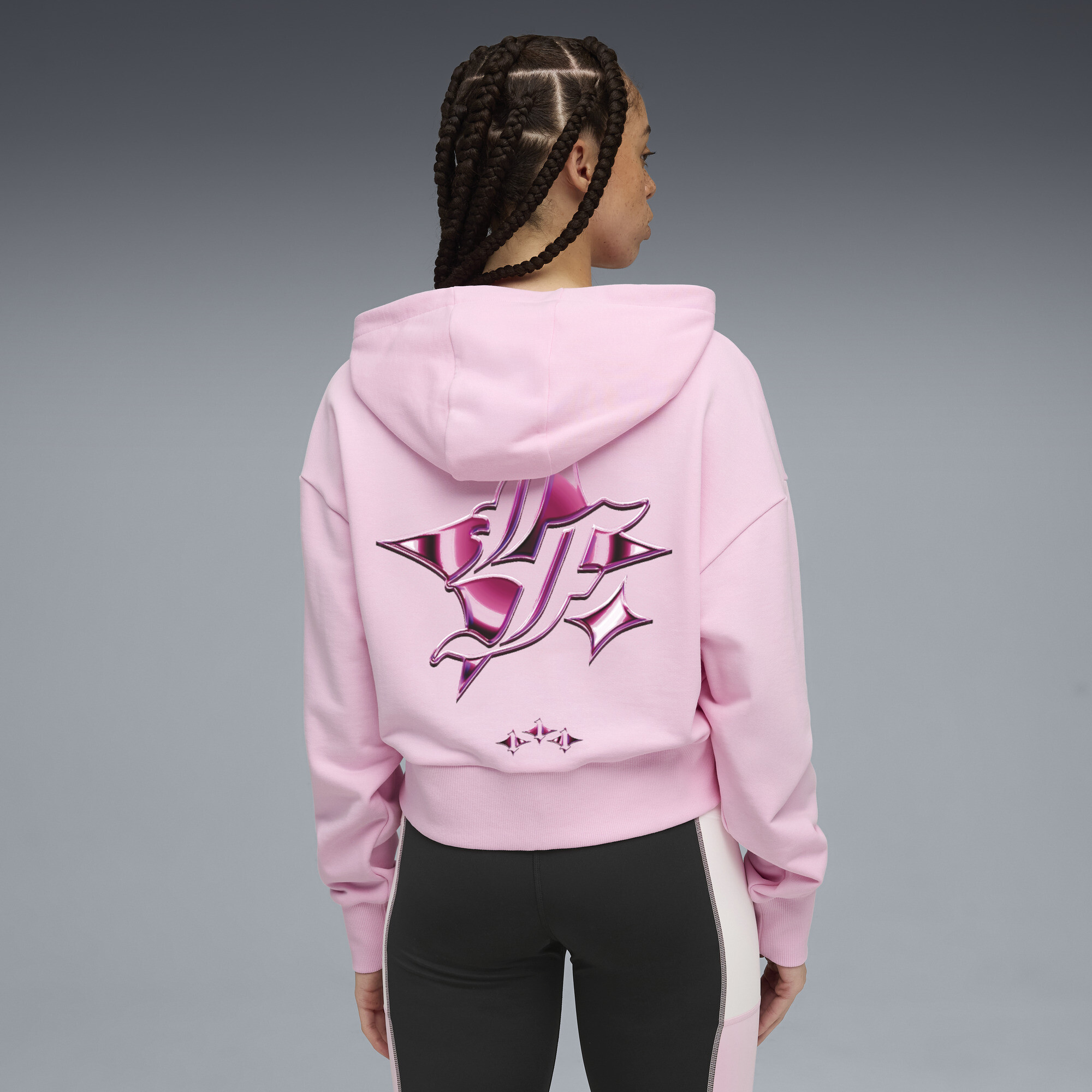 PUMA LaFrancÃ© HEEM Roze cropped basketbalhoodie voor Dames, Maat L thumbnail 5