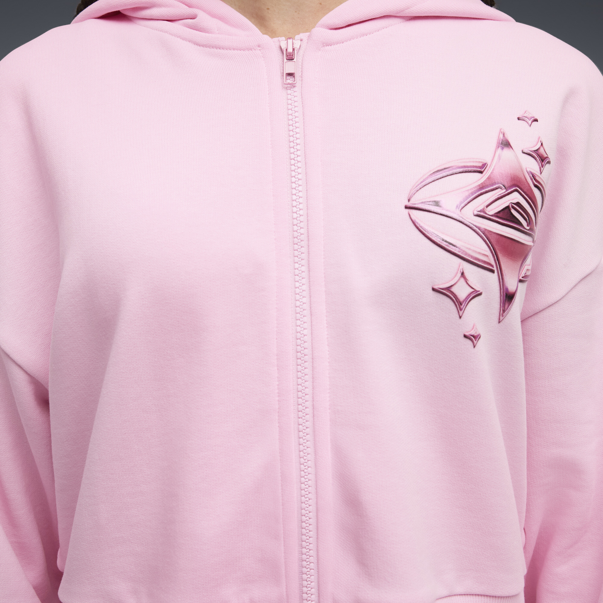 PUMA LaFrancÃ© HEEM Roze cropped basketbalhoodie voor Dames, Maat L thumbnail 4