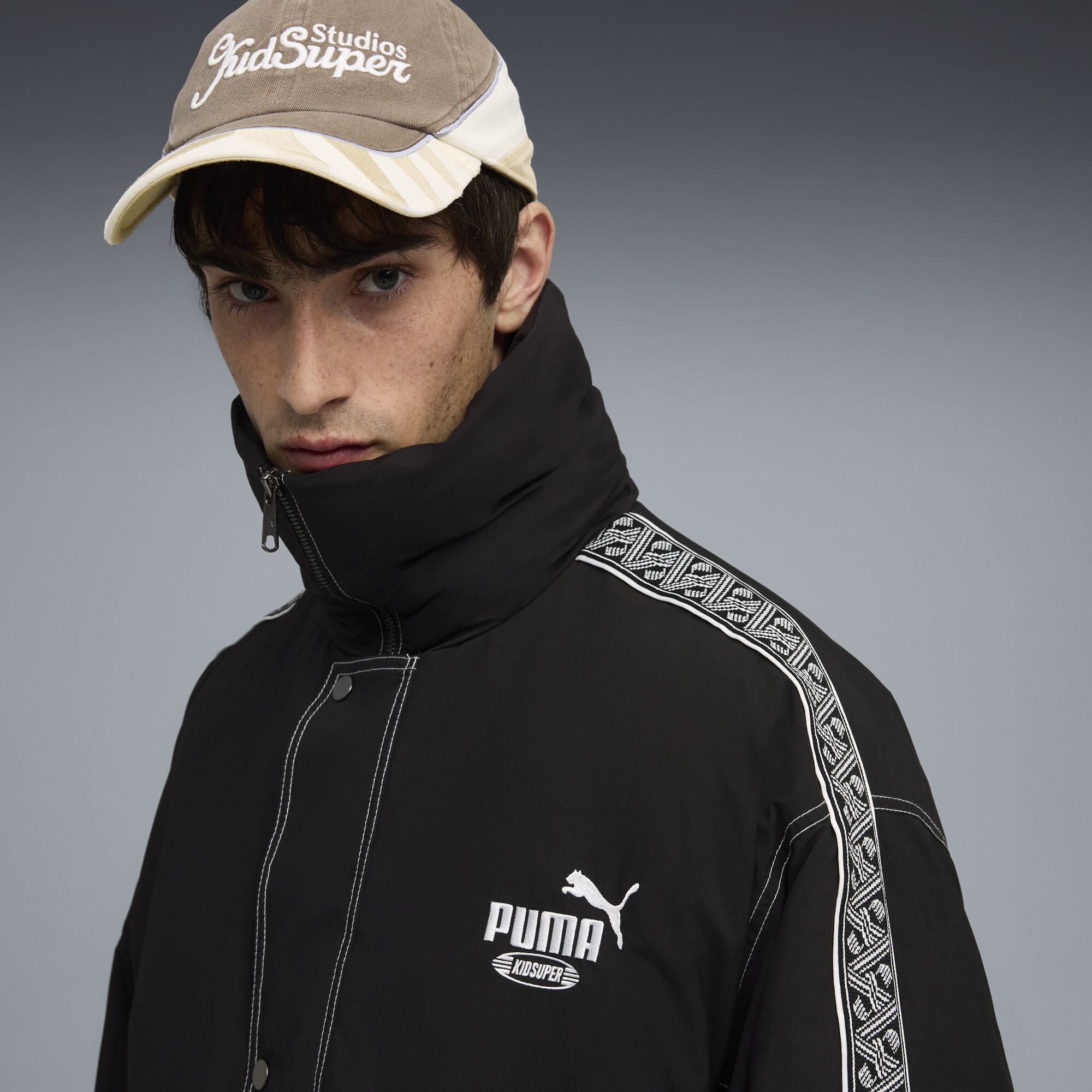 PUMA x KIDSUPER King oversized pufferjack voor Heren, Zwart, Maat XXL thumbnail 7