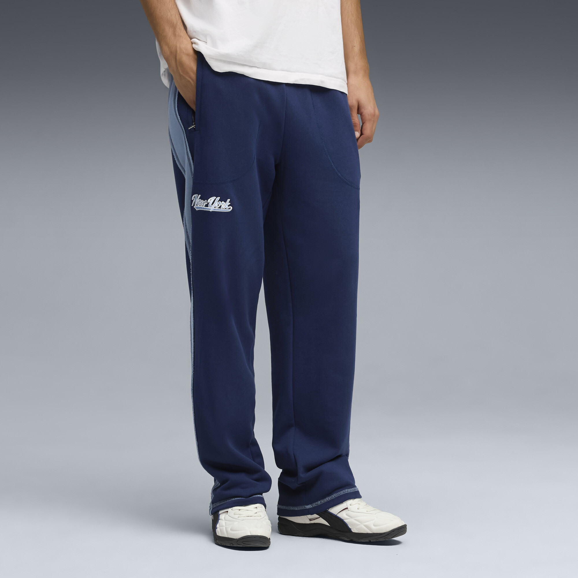 PUMA T7 NYC Men's Track Pants in Blue, Size S