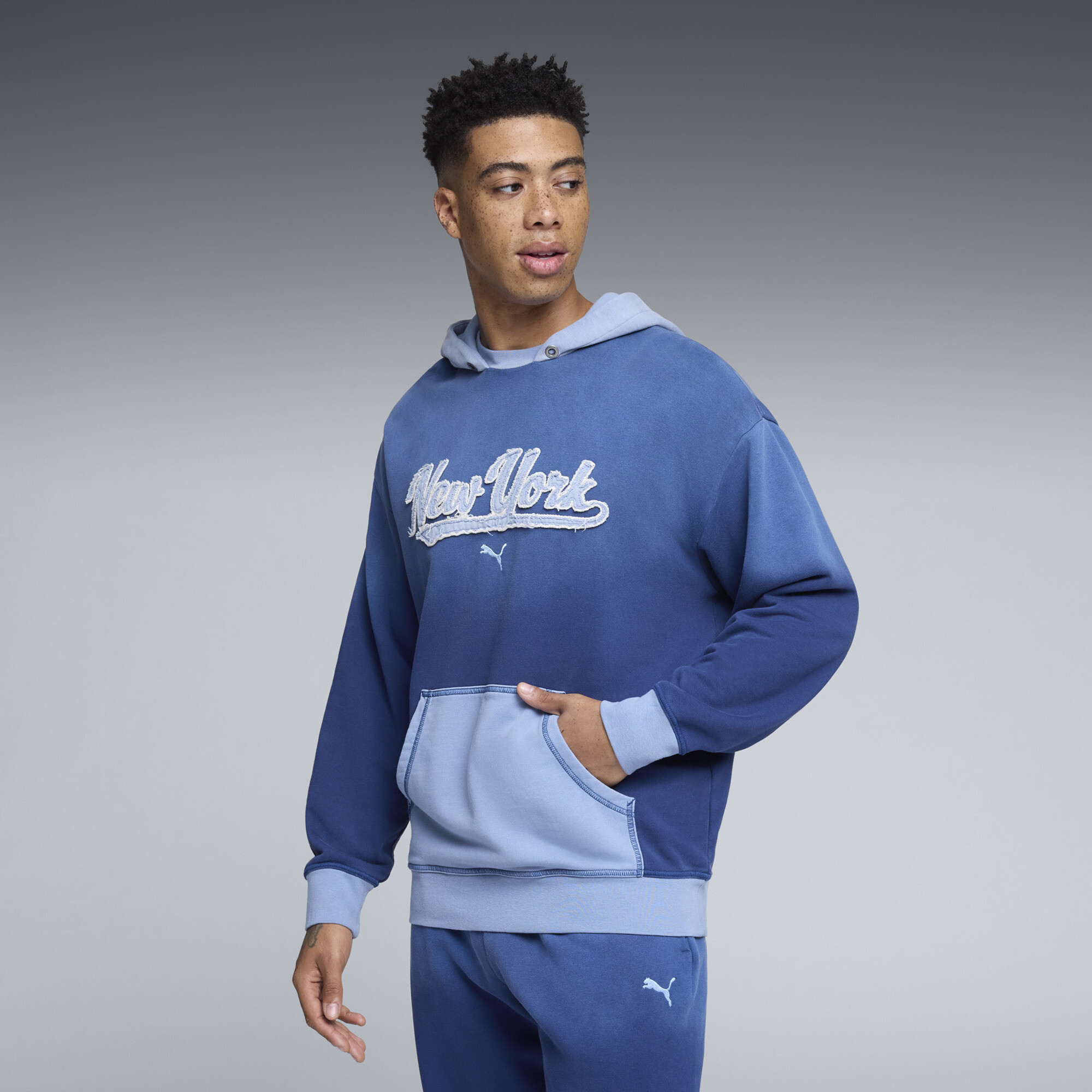 Puma Wardrobe Essentials Nyc Hoodie Men In Blue