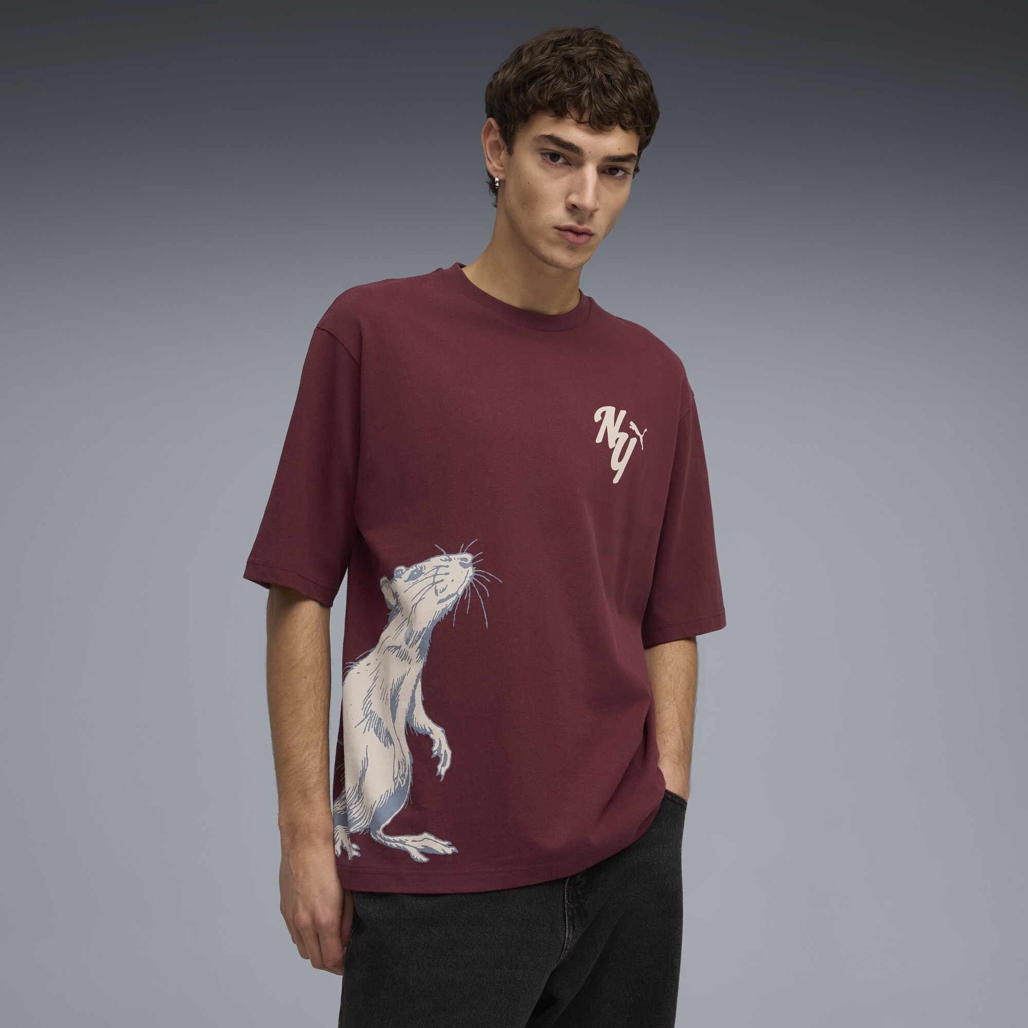 PUMA x NYC Men's Boxy T-Shirt in Red, Size XXL