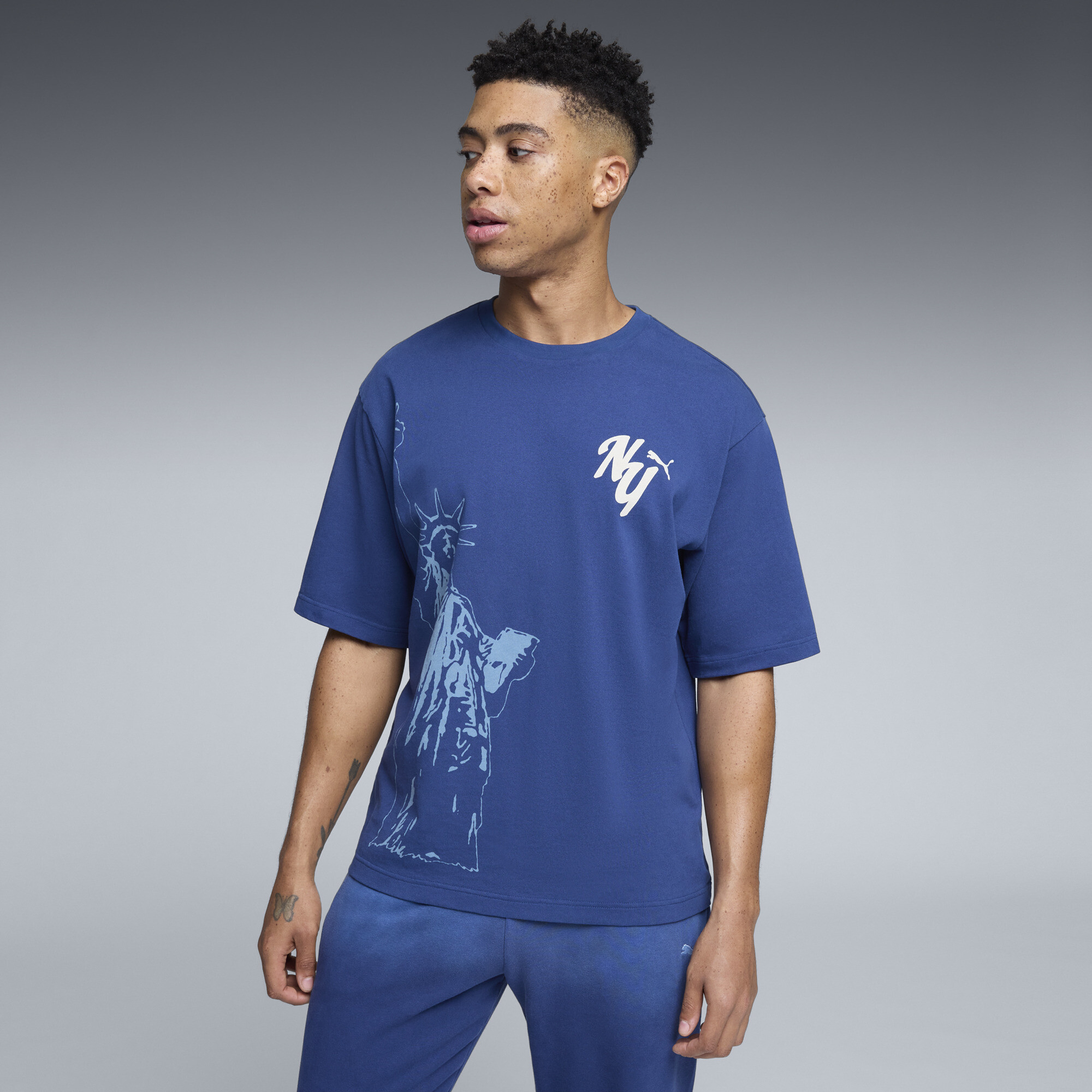 Puma Wardrobe Ess Nyc T-shirt Men In Blue