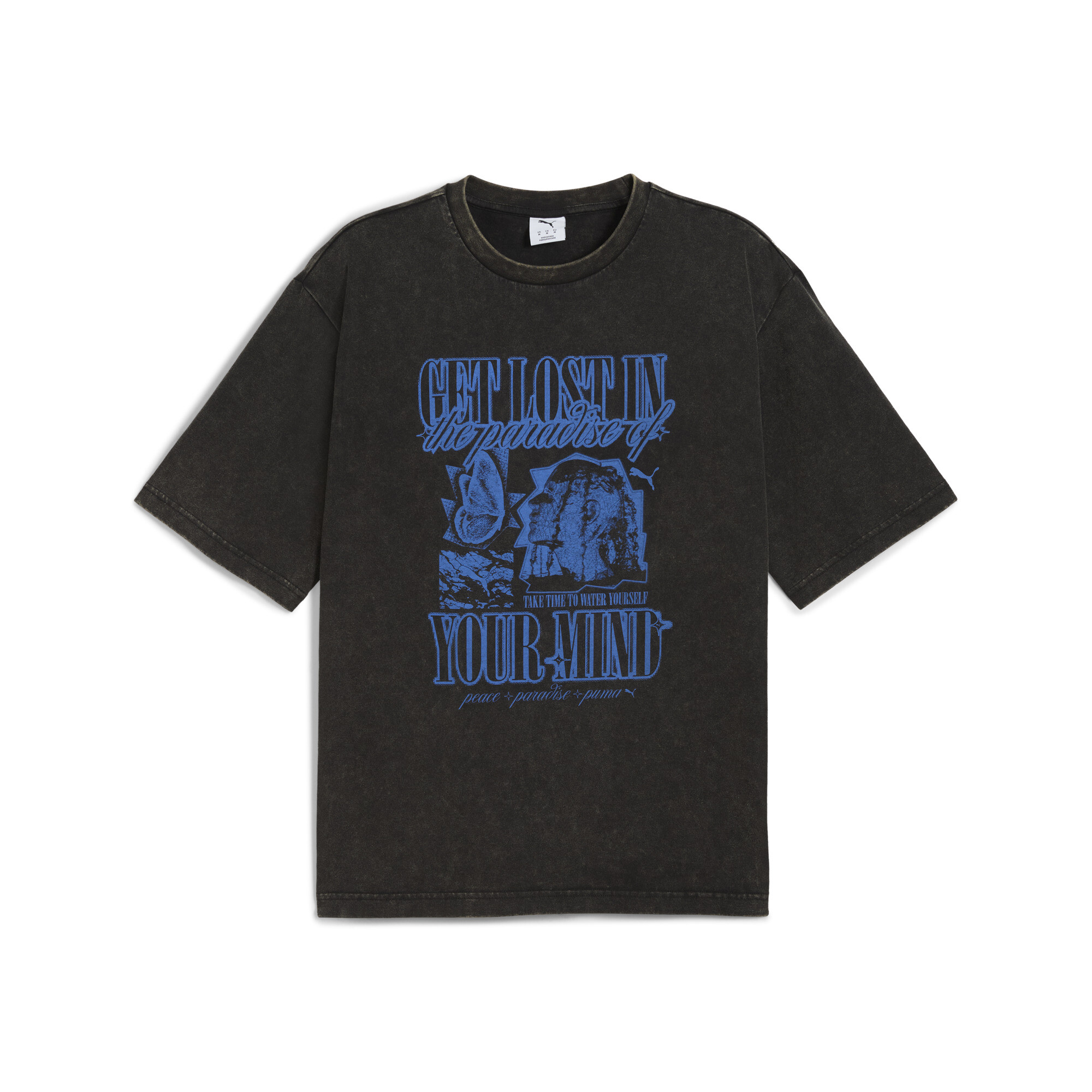 メンズ グラフィック パラダイス マインドセット ウォッシュド ボクシー 半袖 Tシャツ