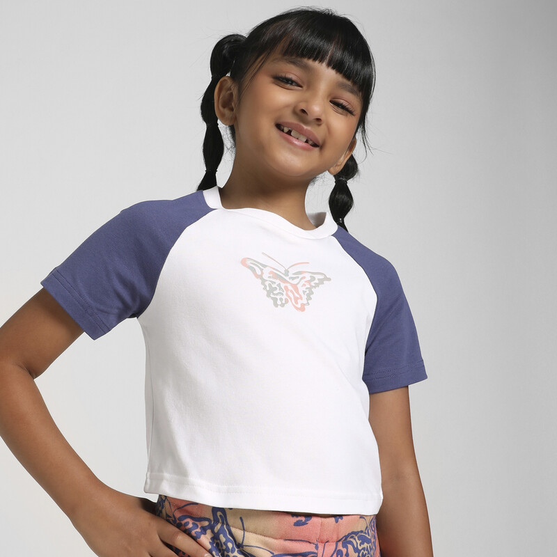 

PUMA BUTTERFLY VIBE Youth Slim Fit Crop Tee