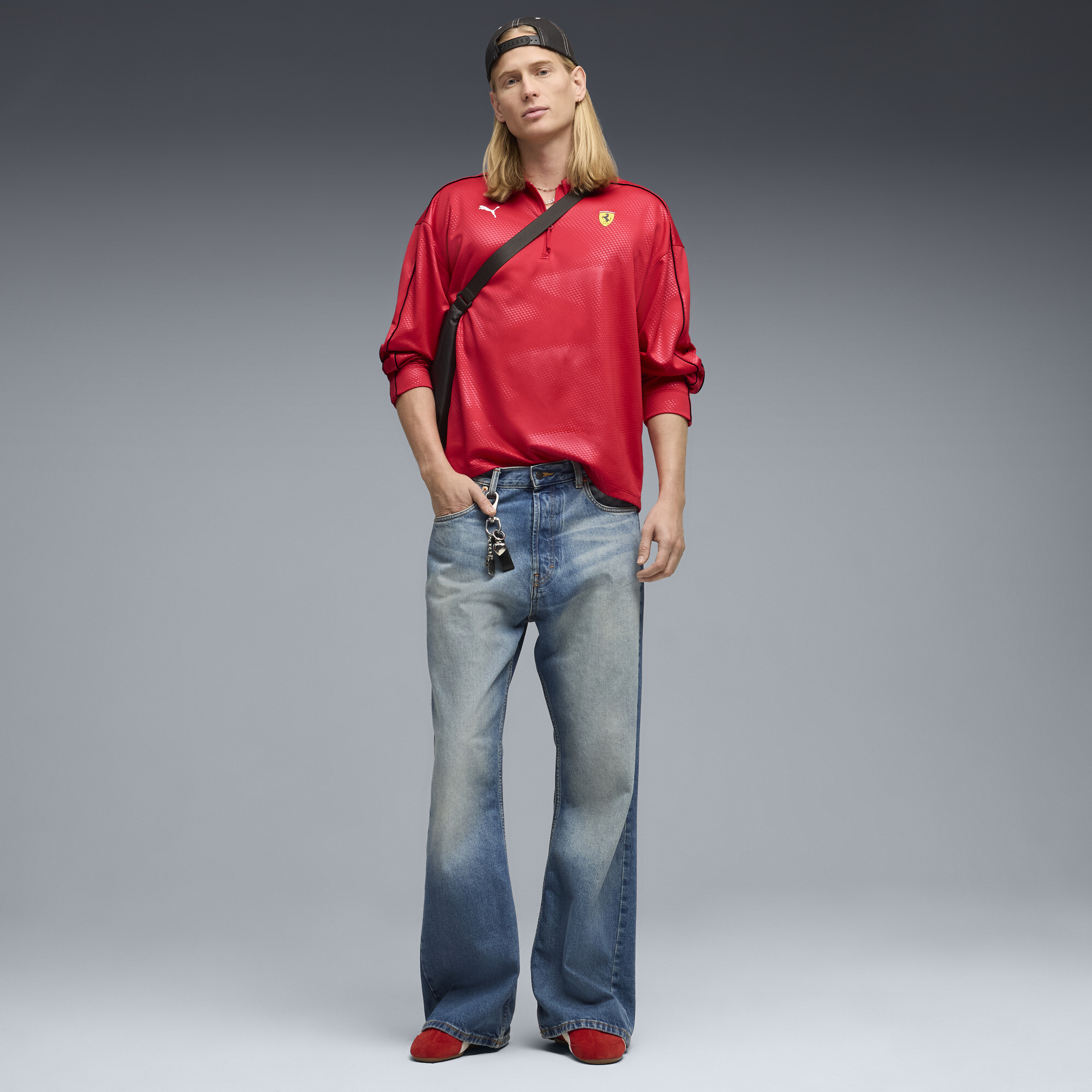 PUMA Scuderia Ferrari Premium polo met lange mouwen voor Heren, Rood, Maat XL thumbnail 2