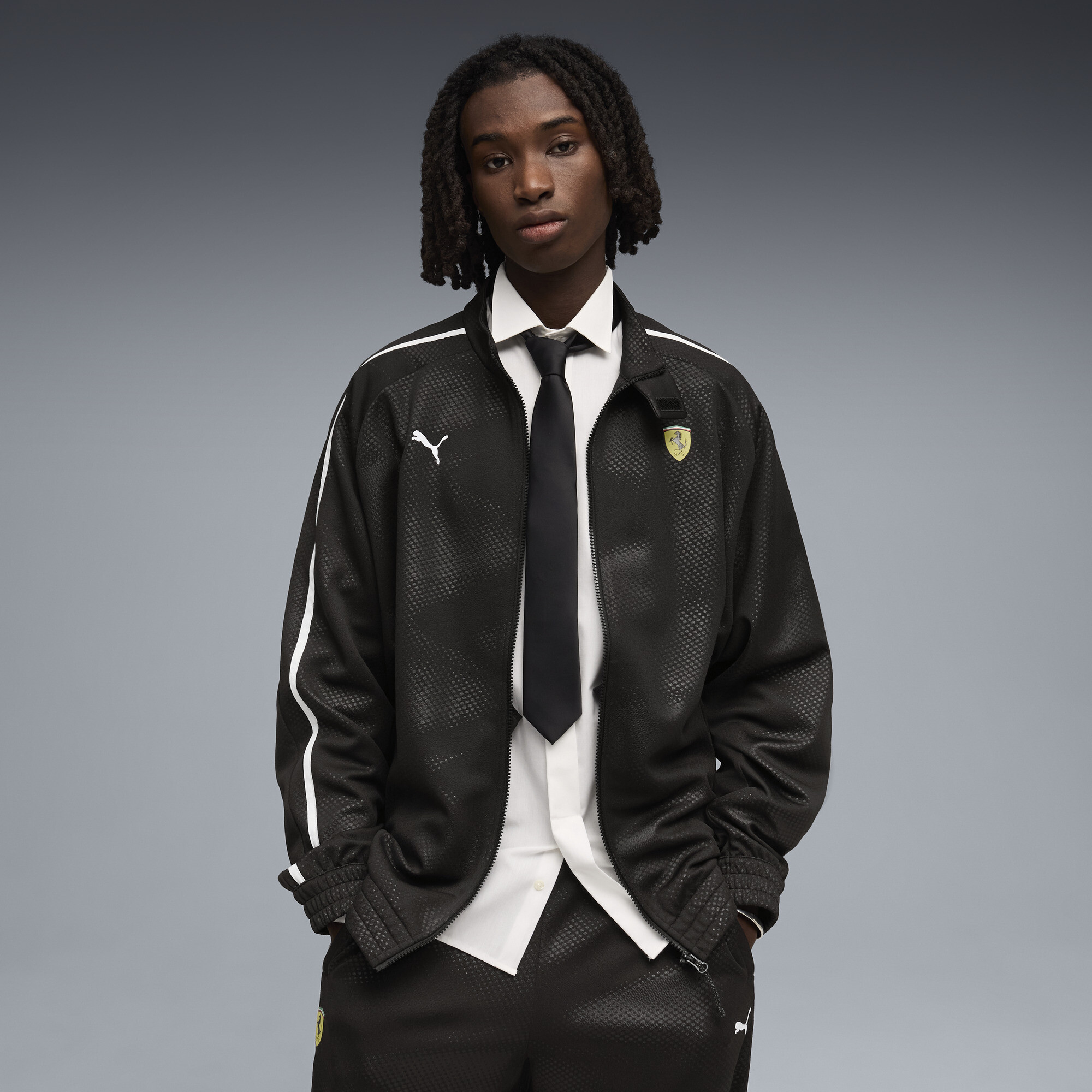 PUMA Scuderia Ferrari T7 oversized trainingsjack voor Heren, Zwart, Maat M thumbnail 4