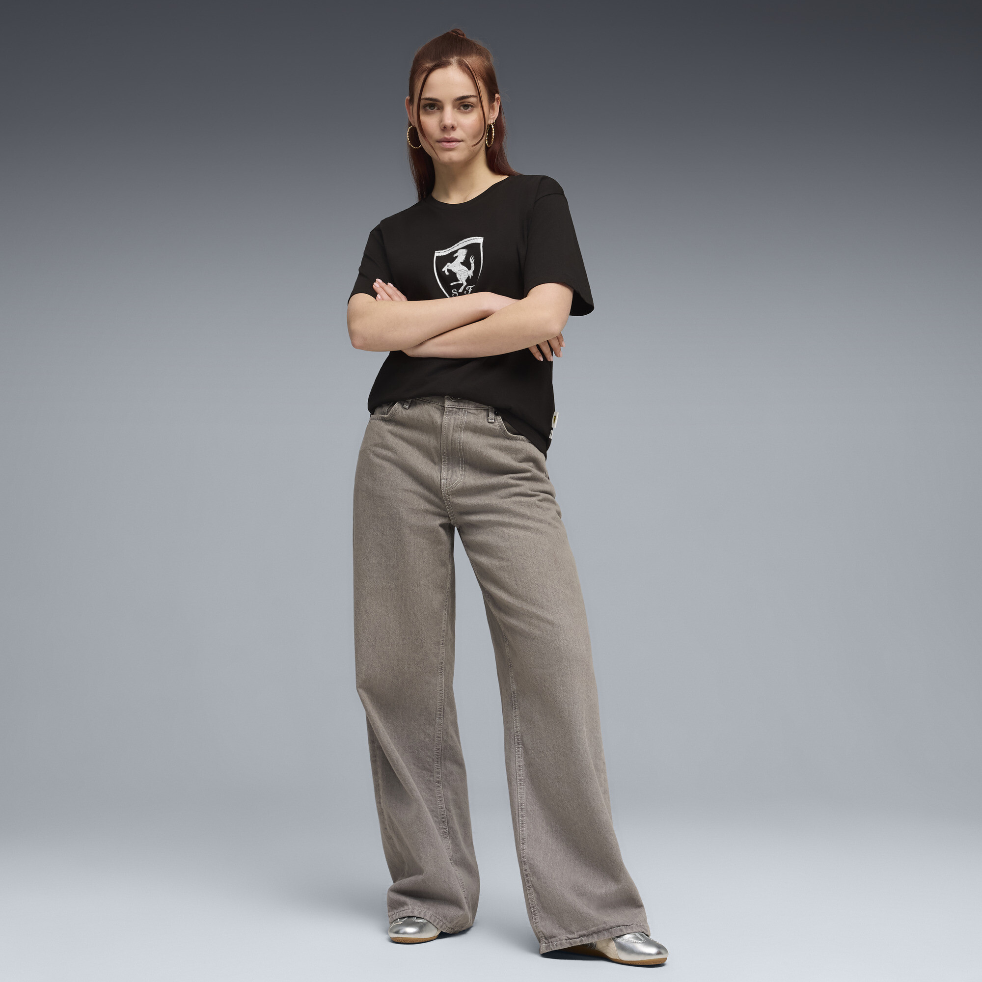 PUMA Scuderia Ferrari Tonal Shield T-shirt voor Dames, Zwart, Maat L thumbnail 4