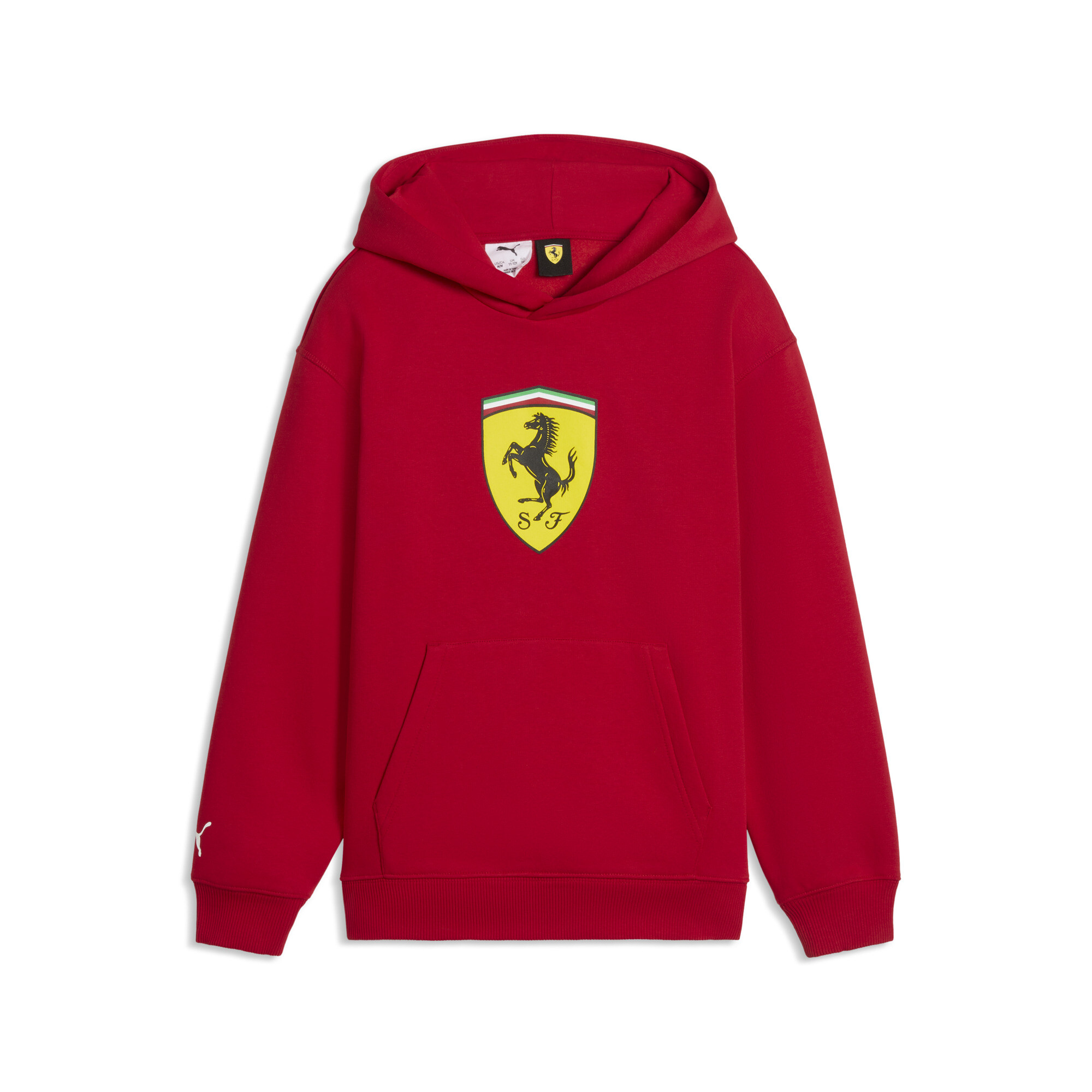 PUMA Scuderia Ferrari hoodie met gekleurd schild, Rood, Maat 5-6Y