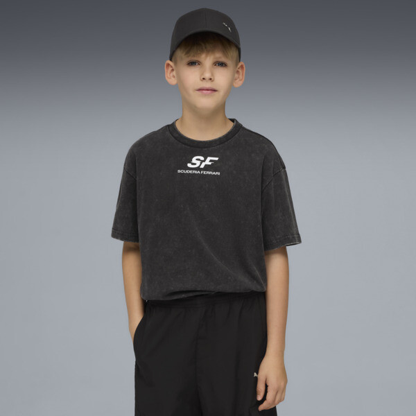 Remera PUMA estampada Scuderia Ferrari Car juvenil En Negro