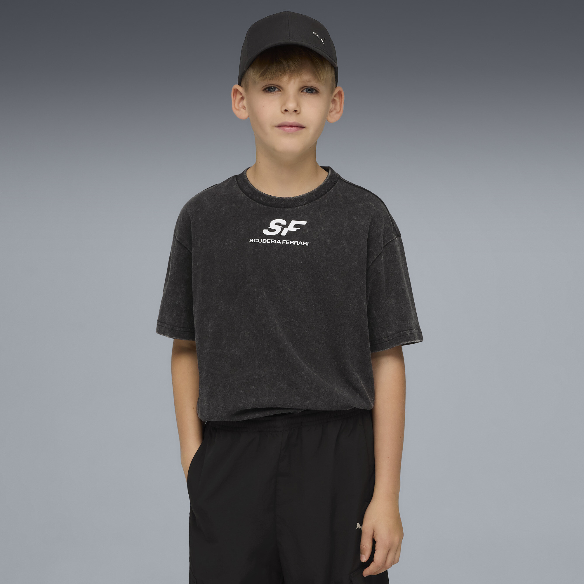 PUMA Scuderia Ferrari T-shirt met autoprint, Zwart, Maat 5-6Y thumbnail 5