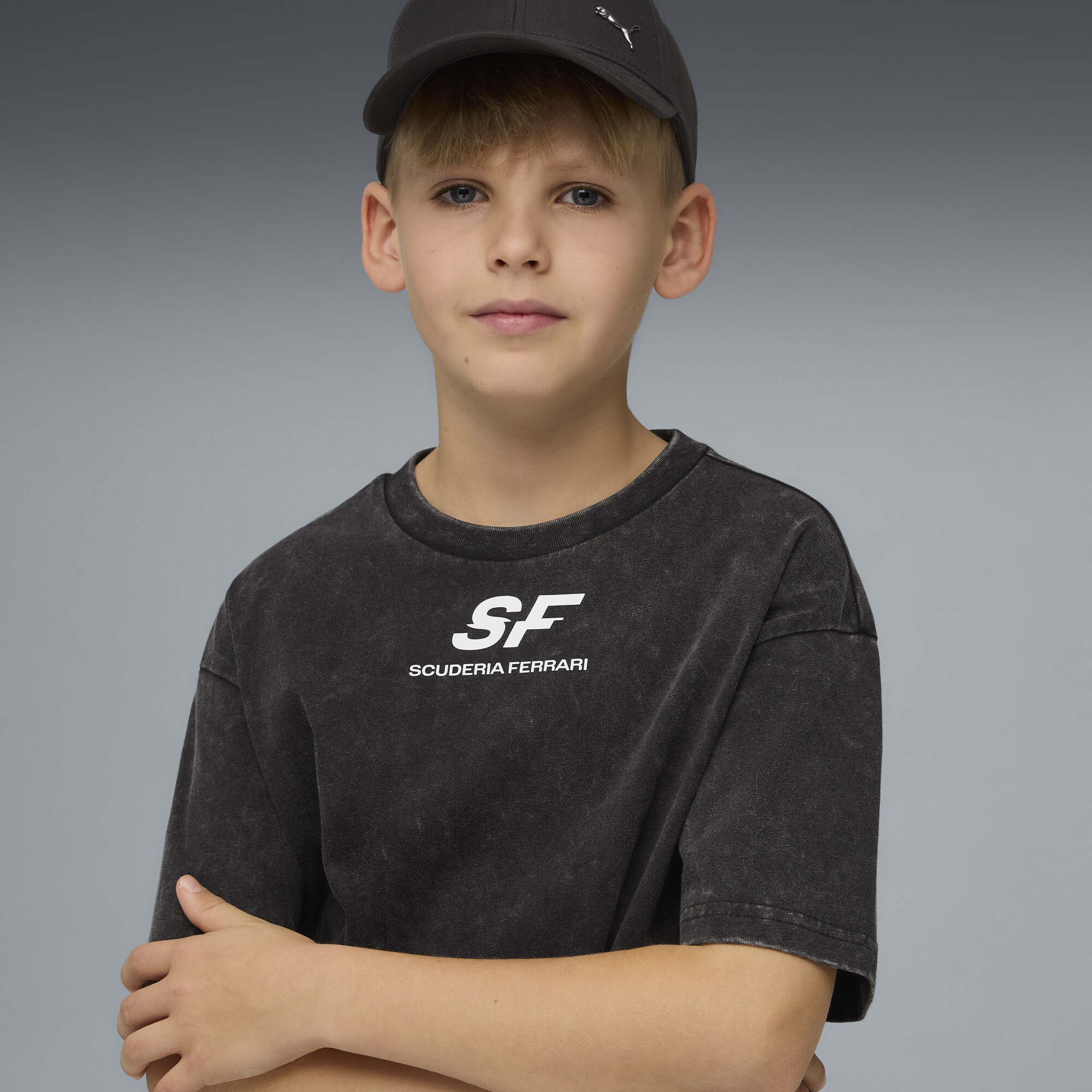 PUMA Scuderia Ferrari T-shirt met autoprint, Zwart, Maat 5-6Y thumbnail 4