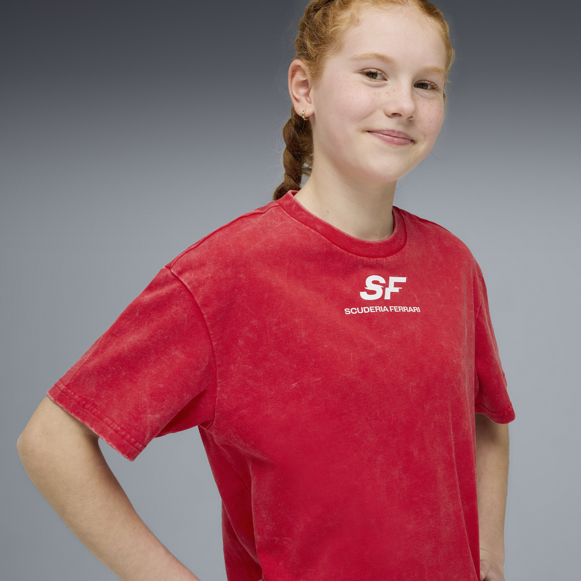 PUMA Scuderia Ferrari T-shirt met autoprint, Rood, Maat 13-14Y thumbnail 4