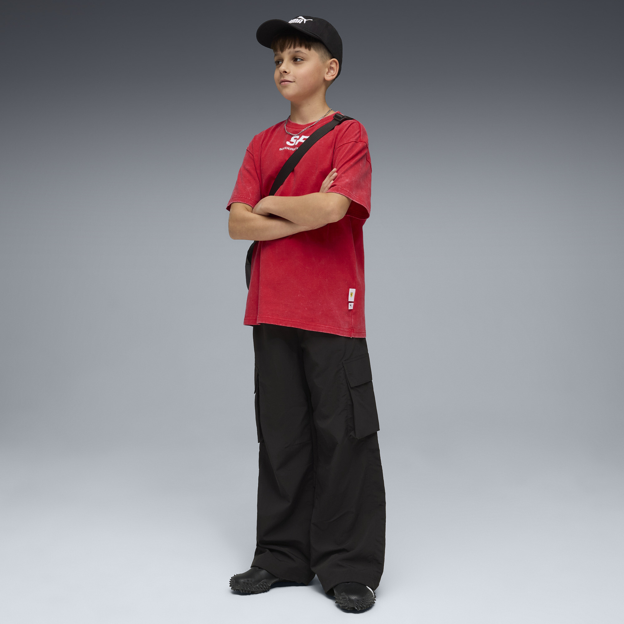 PUMA Scuderia Ferrari T-shirt met autoprint, Rood, Maat 13-14Y thumbnail 3