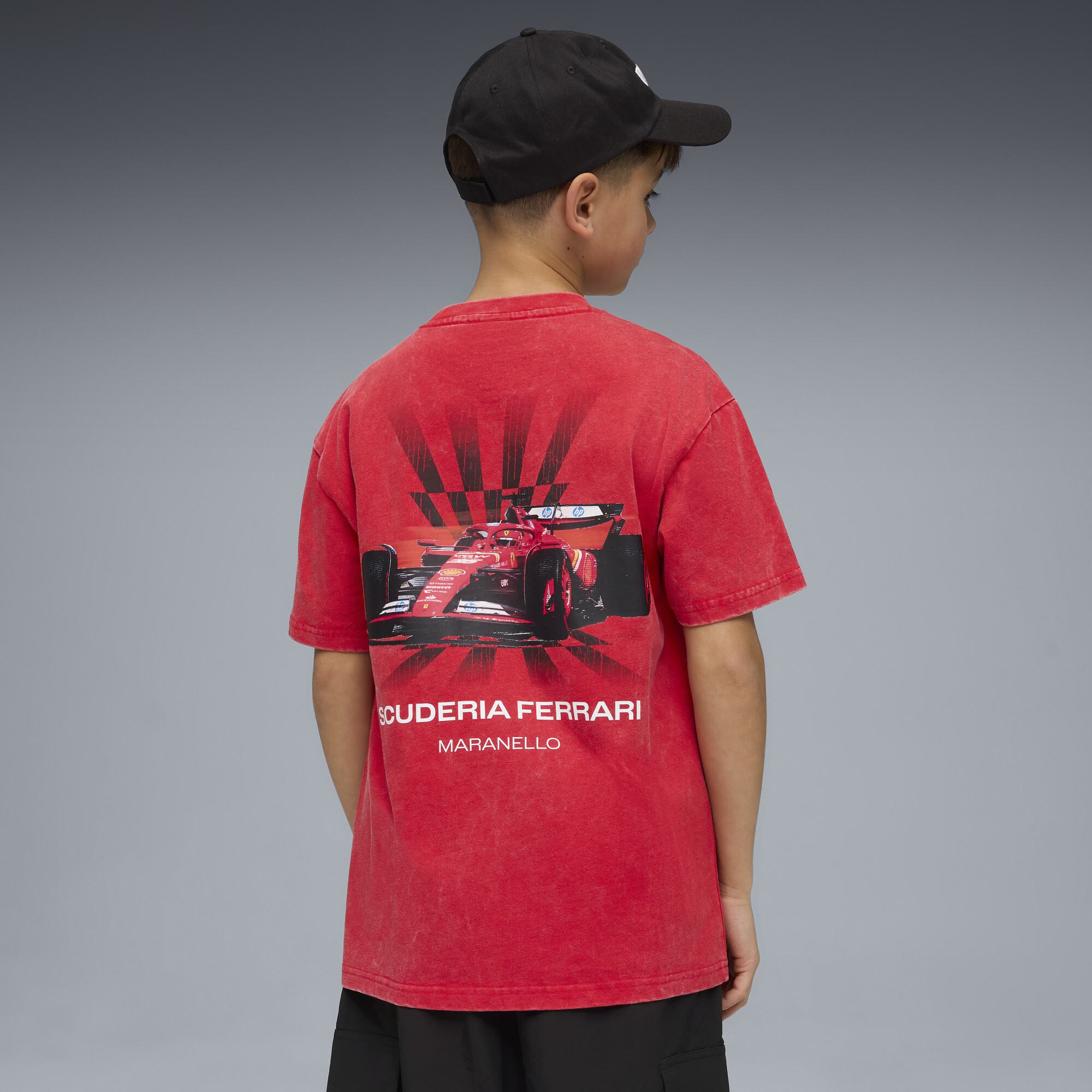PUMA Scuderia Ferrari T-shirt met autoprint, Rood, Maat 13-14Y thumbnail 2