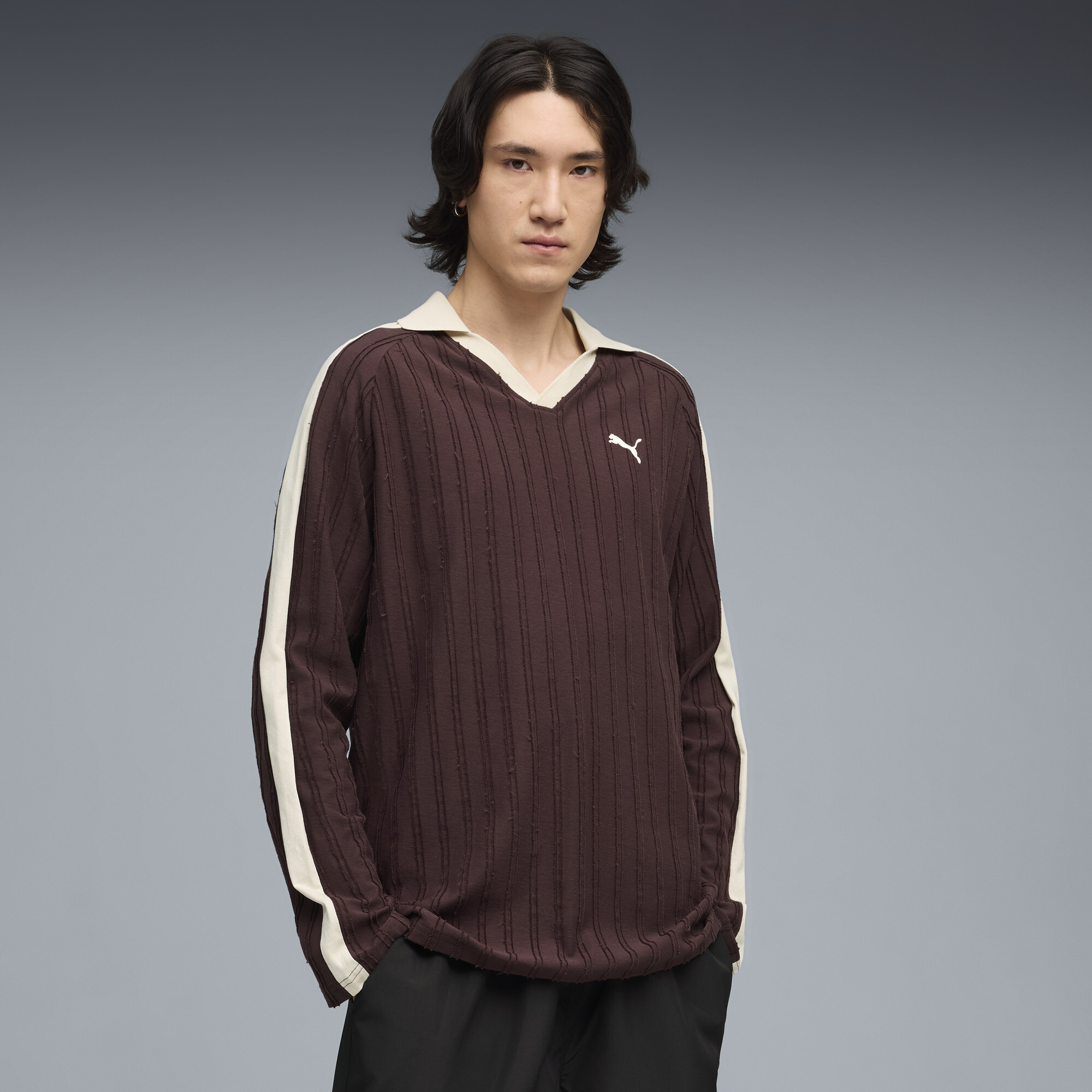 PUMA T7 Relaxed polo met lange mouwen voor Heren, Bruin, Maat XL