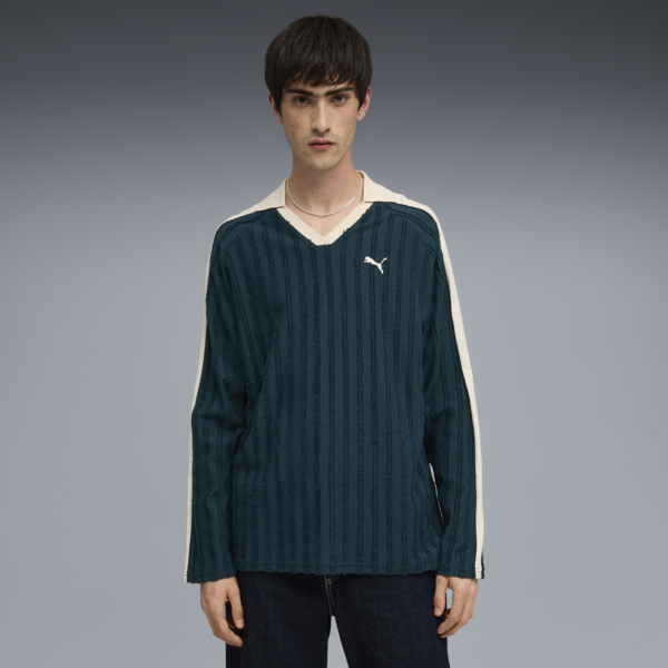 T7 Relaxed Long Sleeve Polo Men, Green Terrain, large-ZAF