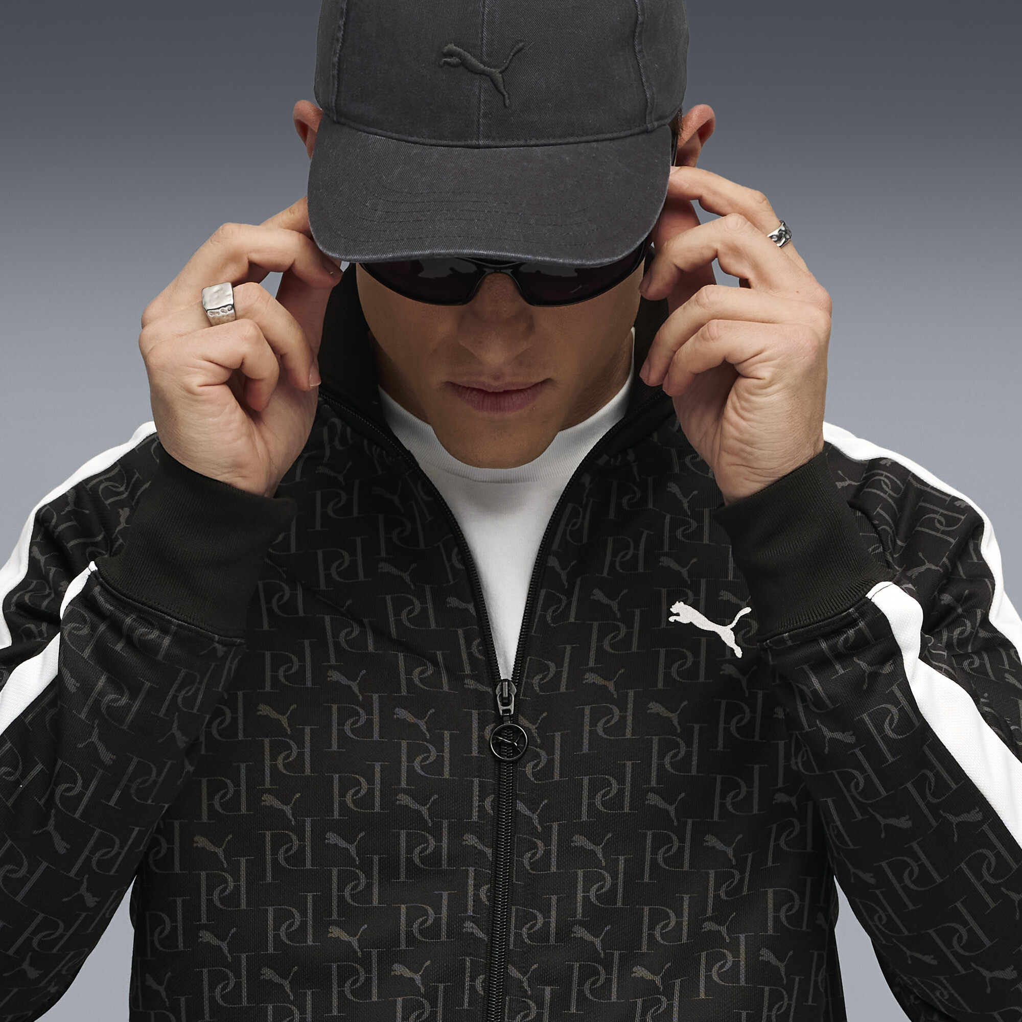 PUMA T7 All-Over Print trainingsjack voor Heren, Zwart, Maat M thumbnail 7