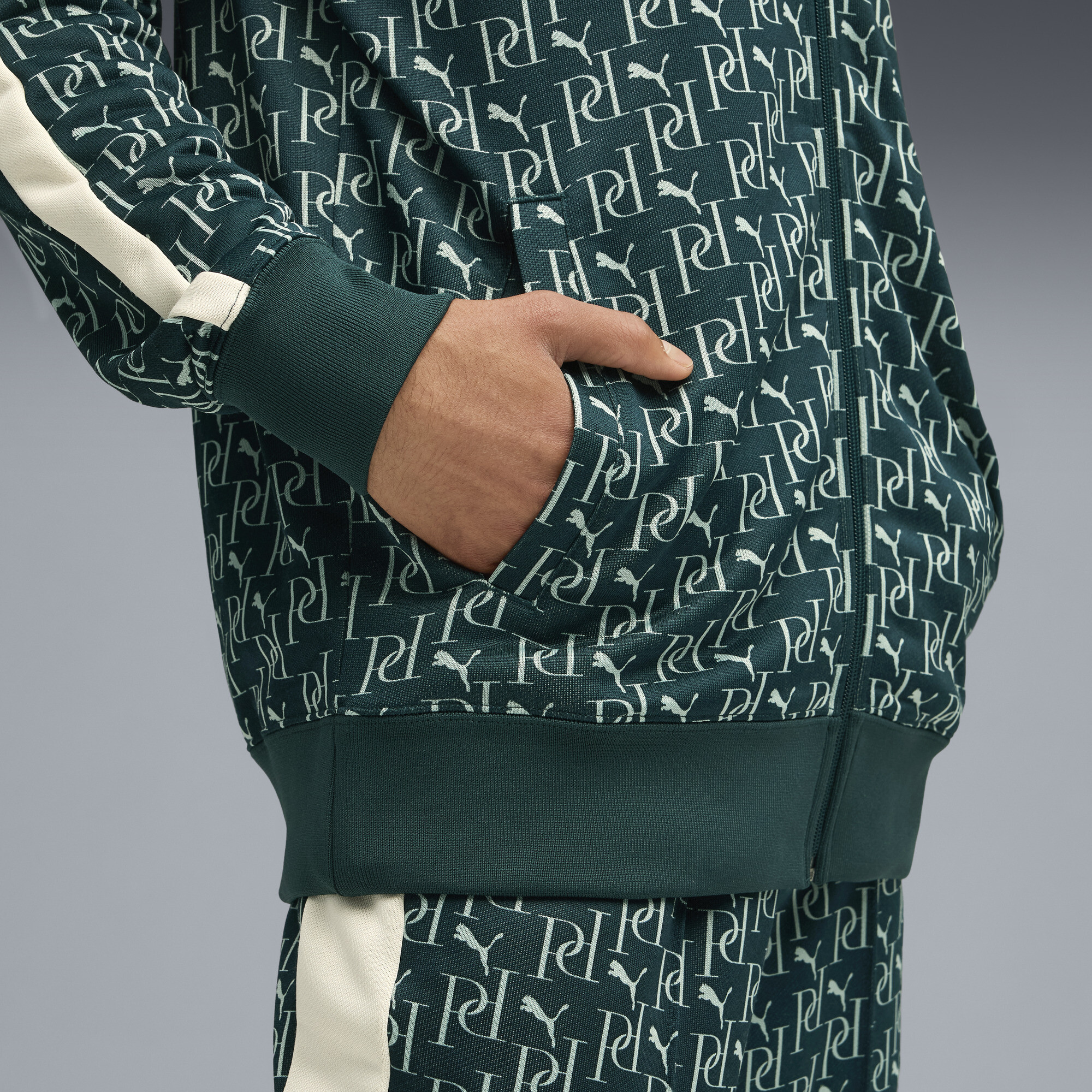 PUMA T7 All-Over Print trainingsjack voor Heren, Groen, Maat XS thumbnail 4