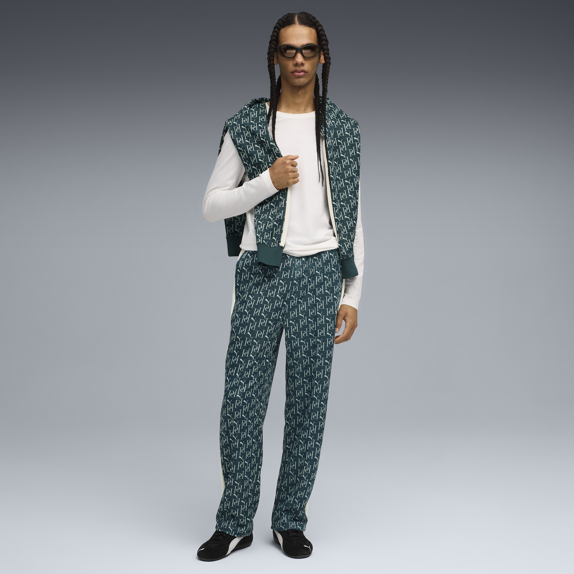 PUMA T7 All-Over Print Relaxed trainingsbroek voor Heren, Groen, Maat XS thumbnail 6