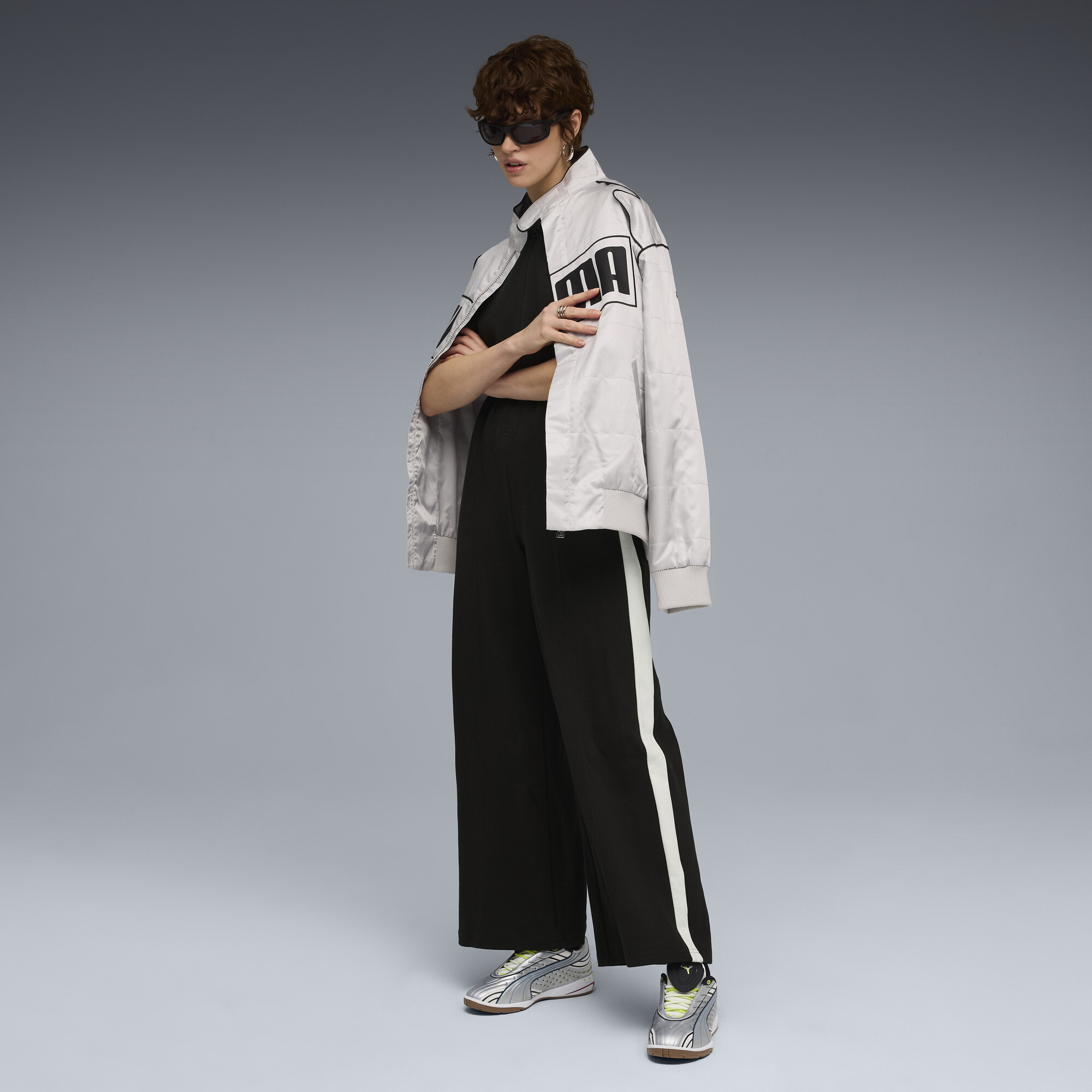 PUMA T7 jumpsuit met korte mouwen voor Dames, Zwart, Maat XL thumbnail 4