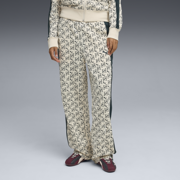 T7 All-Over Print Straight Track Pants Women, Alpine Snow, large-ZAF