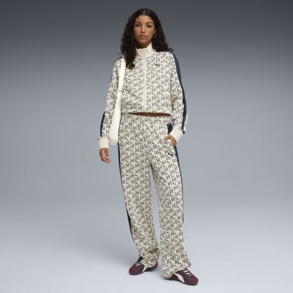 T7 All-Over Print Straight Track Pants Women, Alpine Snow, large-ZAF