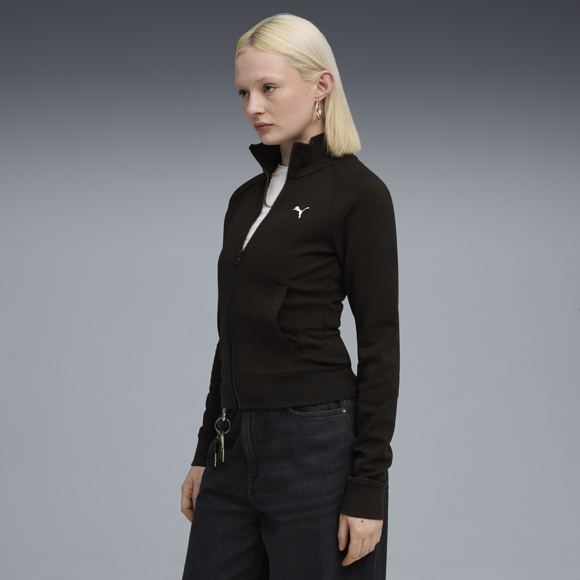 Puma Ess Slim Track Jacket Dk Women In Black
