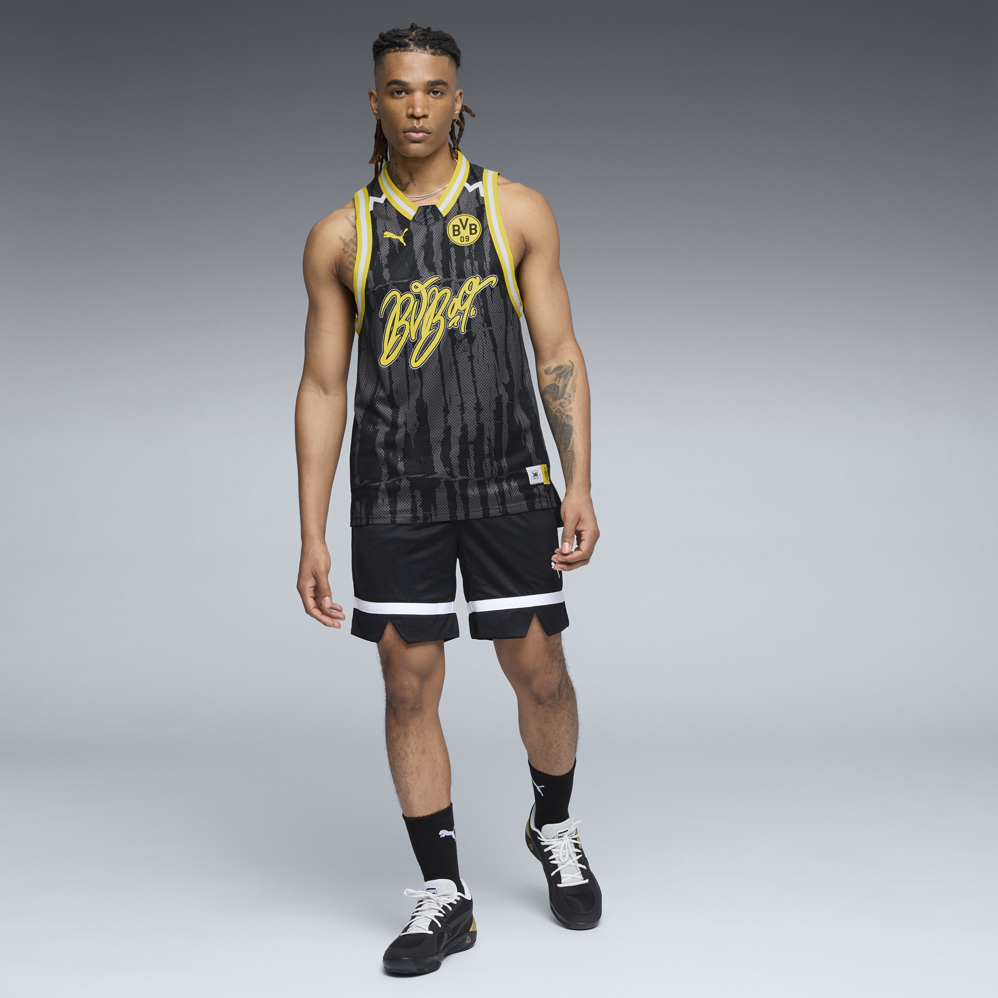 PUMA HOOPS x BORUSSIA DORTMUND shirt voor Heren, Zwart, Maat XXL thumbnail 4