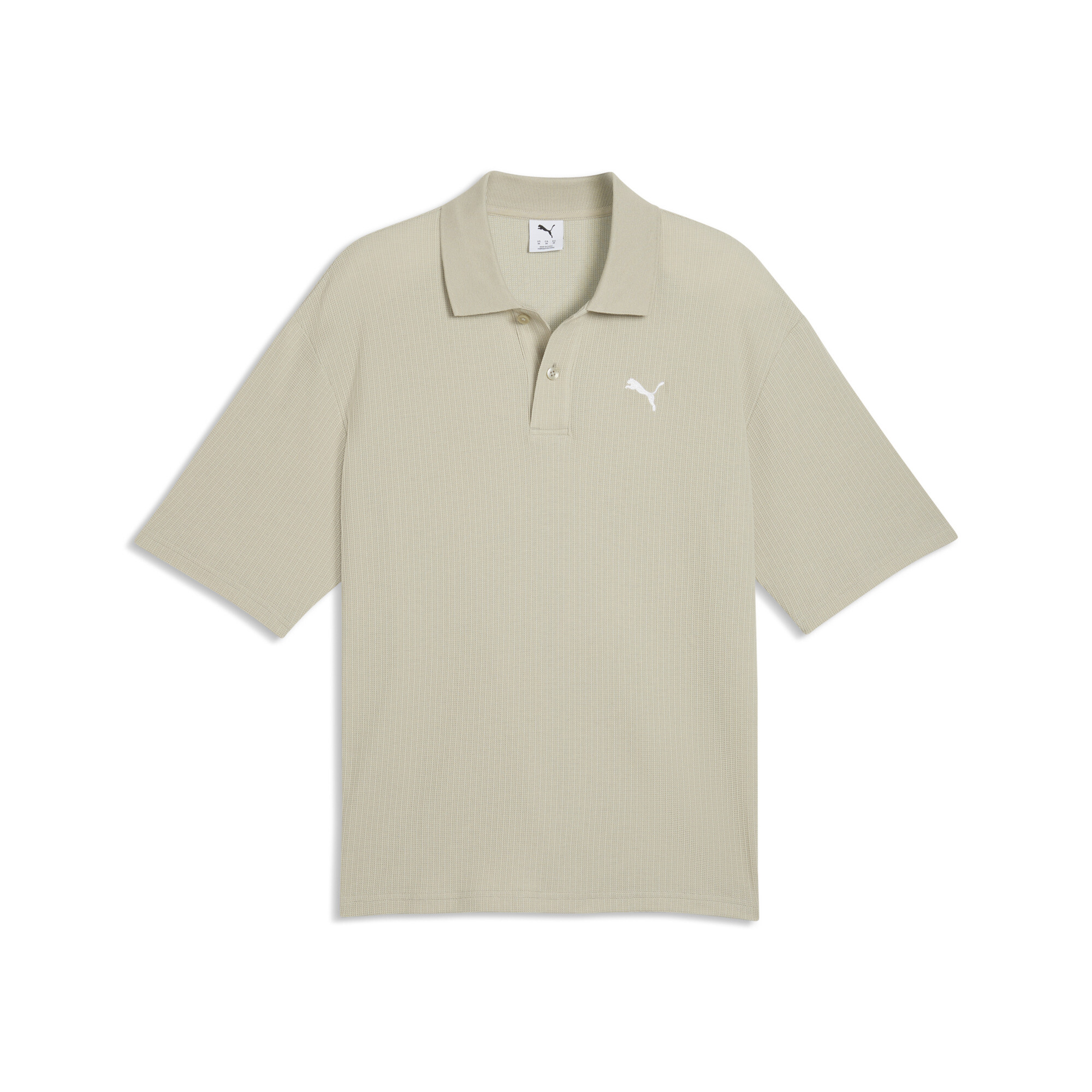 PUMA Wardrobe Essentials boxy polo voor Heren, Beige/Grijs, Maat XXL