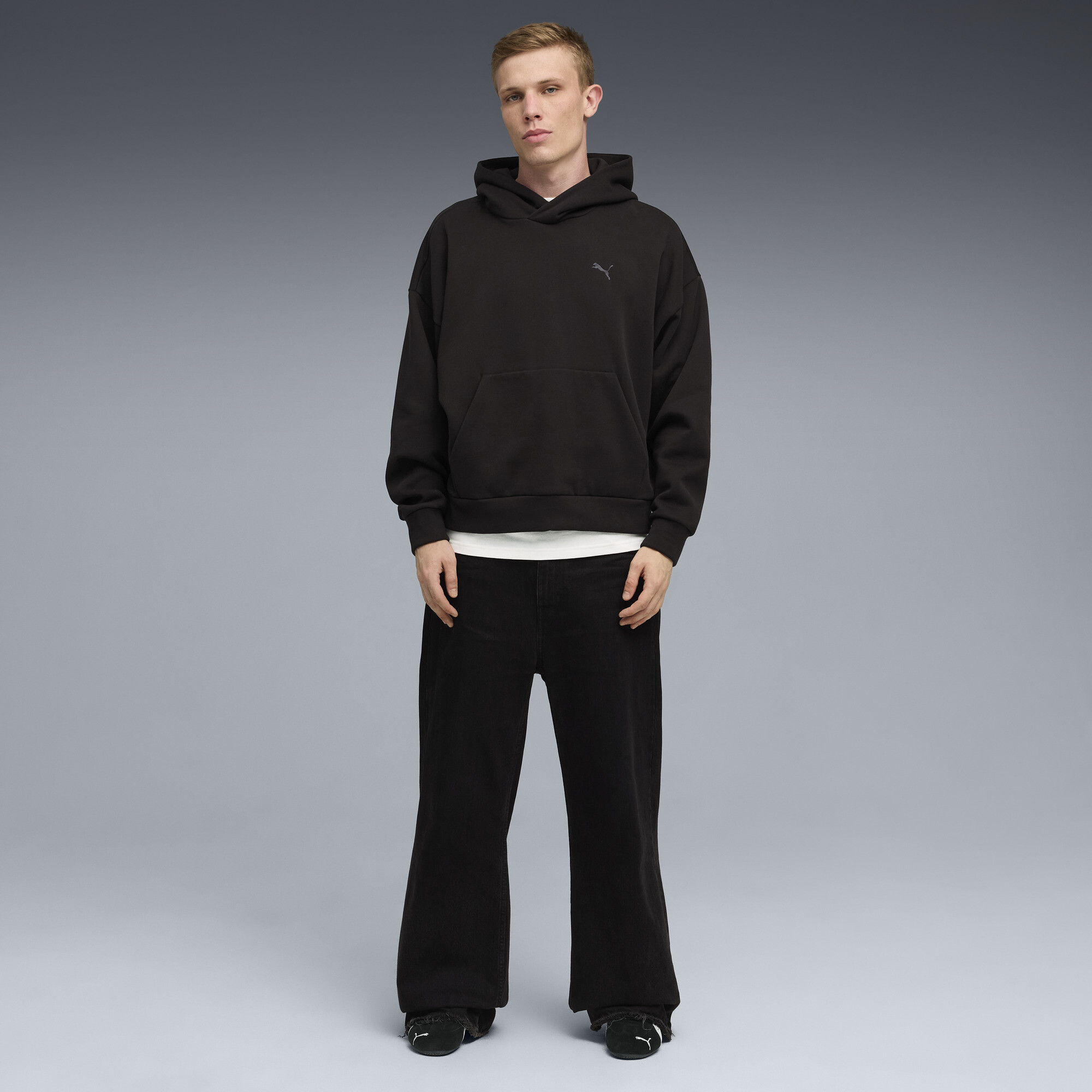 PUMA Wardrobe Essentials boxy fleece hoodie voor Heren, Zwart, Maat XS thumbnail 4