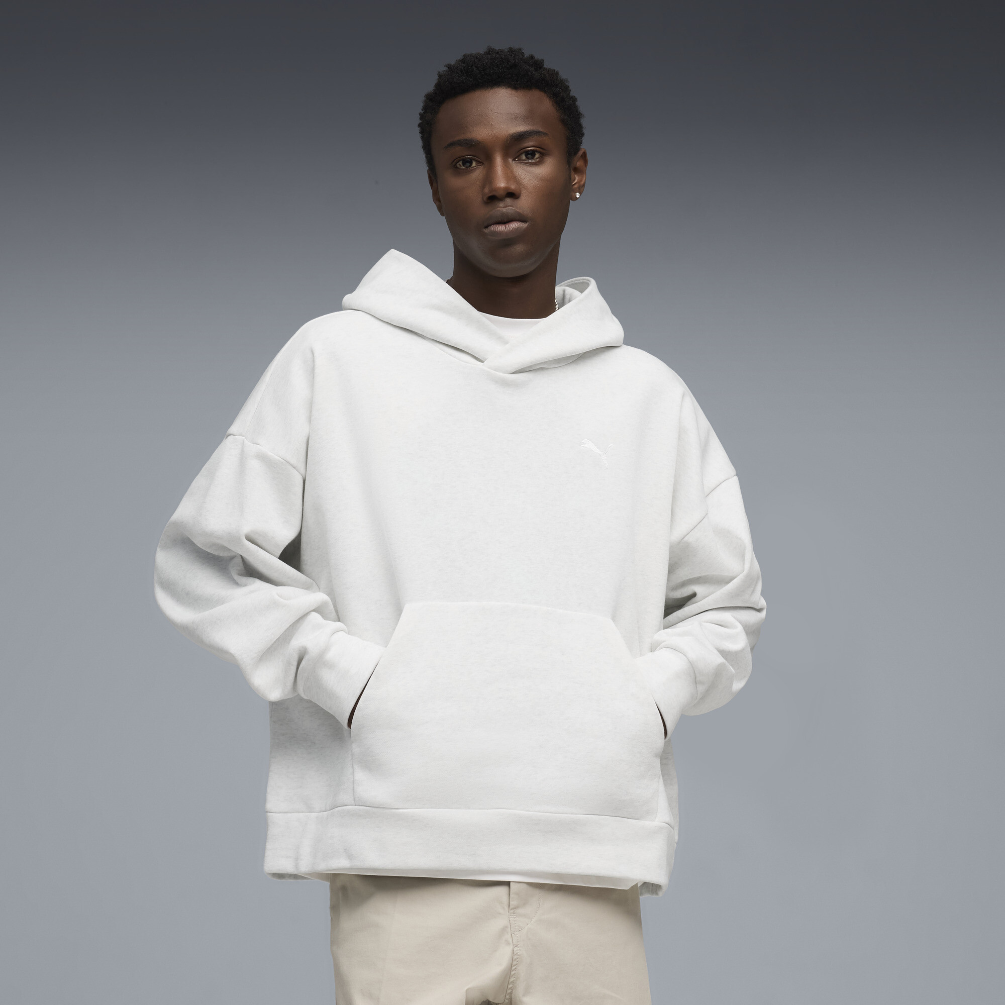 PUMA Wardrobe Essentials Men's Fleece Hoodie in White, Size L