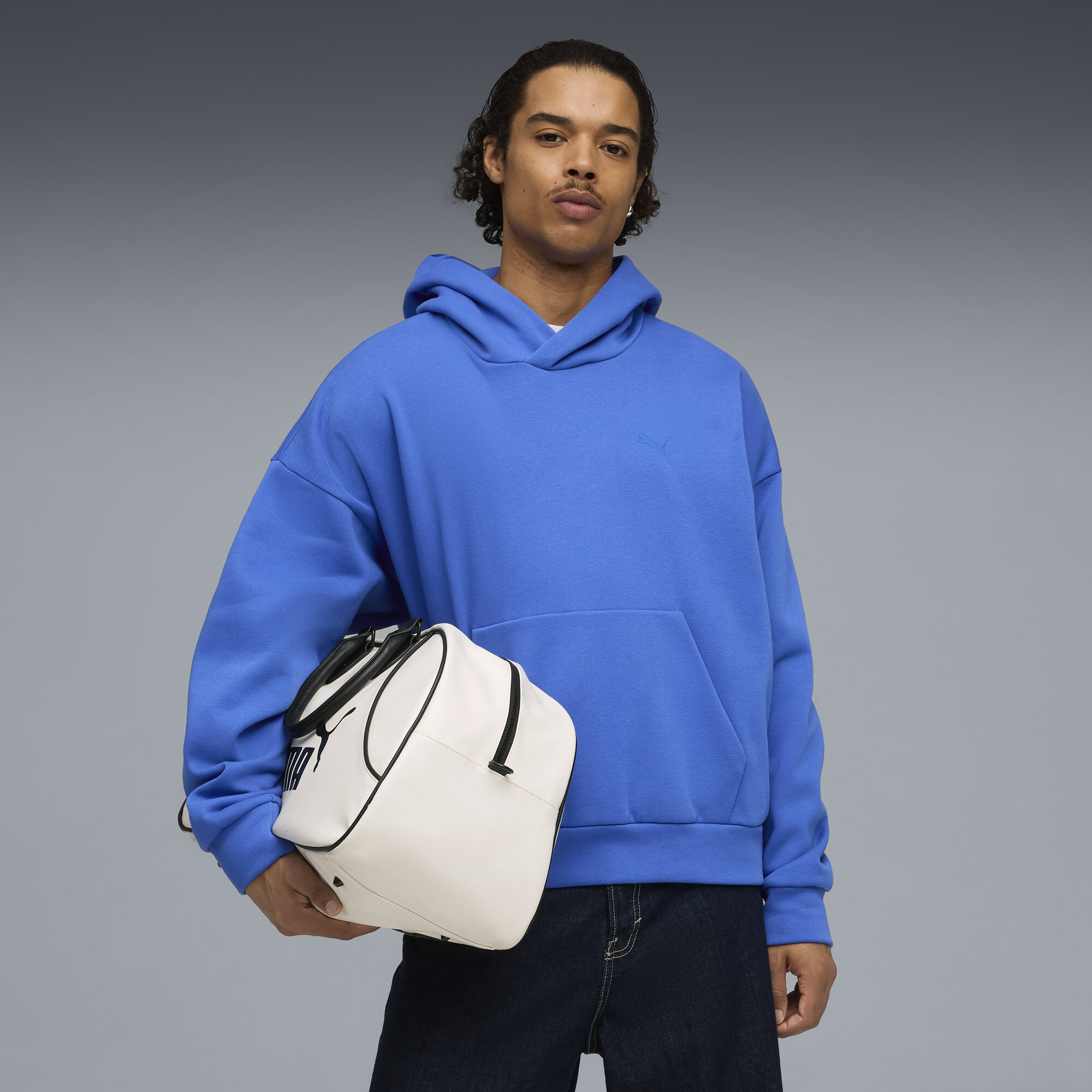 PUMA Wardrobe Essentials Men's Fleece Hoodie in Blue, Size L