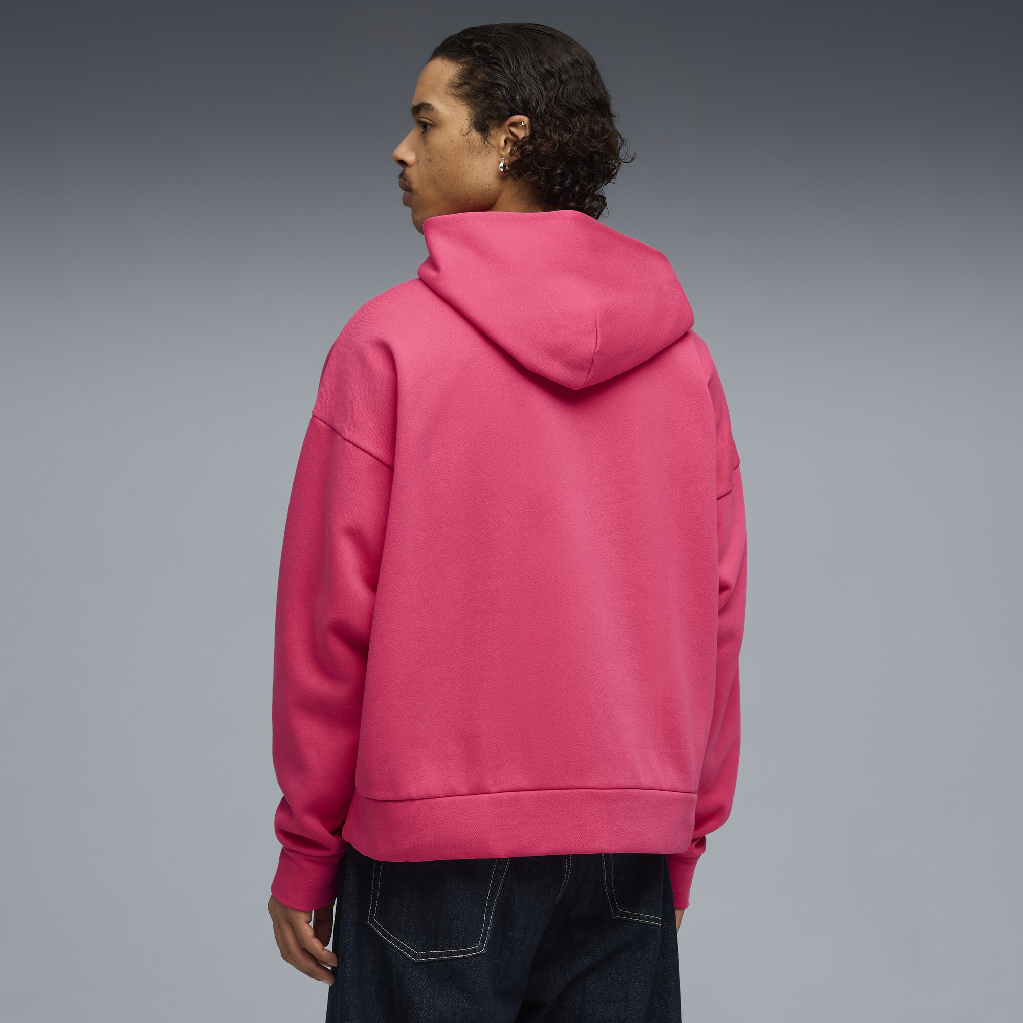PUMA Wardrobe Essentials boxy fleece hoodie voor Heren, Roze, Maat M thumbnail 5