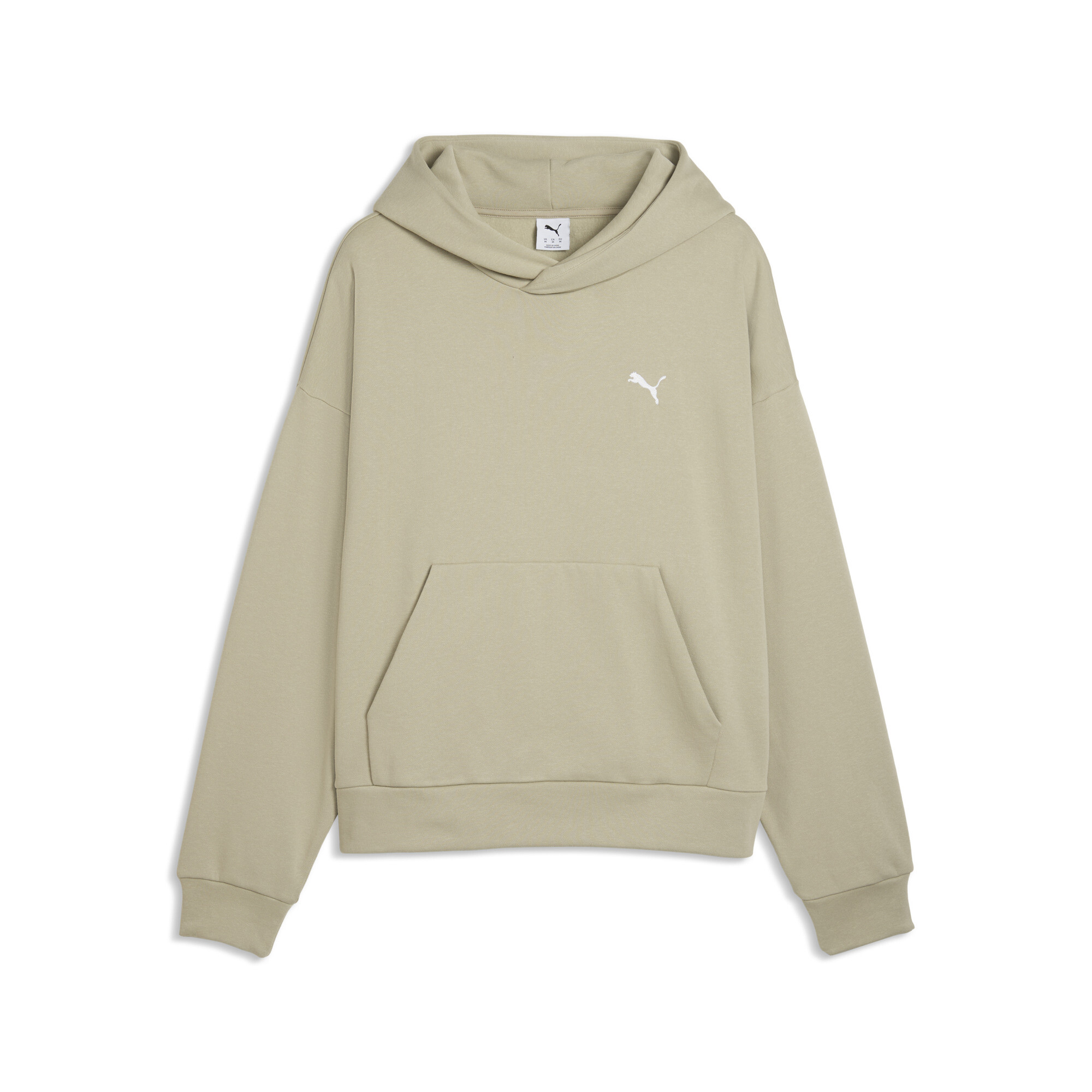 PUMA Wardrobe Essentials boxy fleece hoodie voor Heren, Beige/Grijs, Maat M thumbnail 3